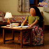 Malar doing her school homework