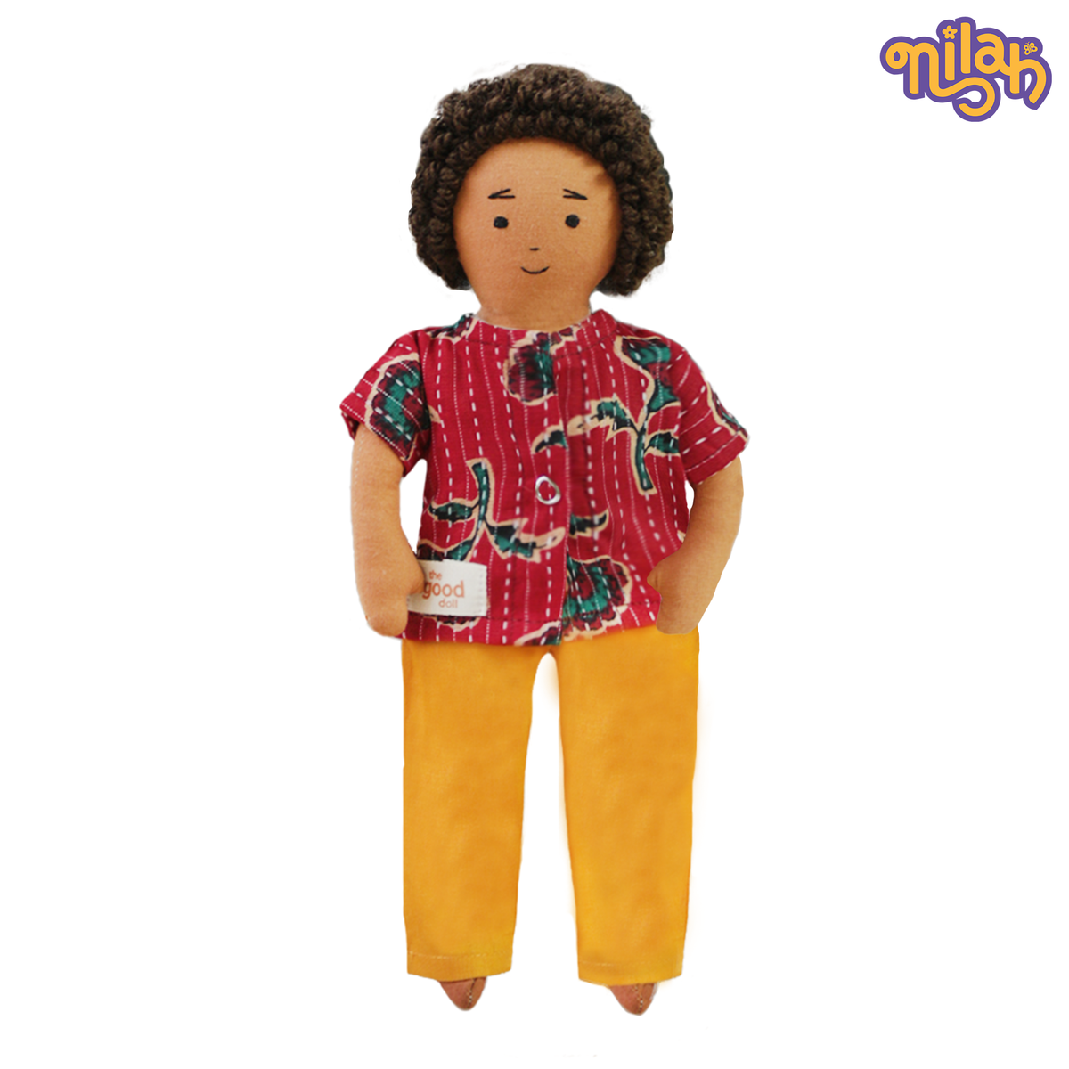 Raagu – Handmade Soft Doll for Kids in Red Shirt and Yellow Shorts Set