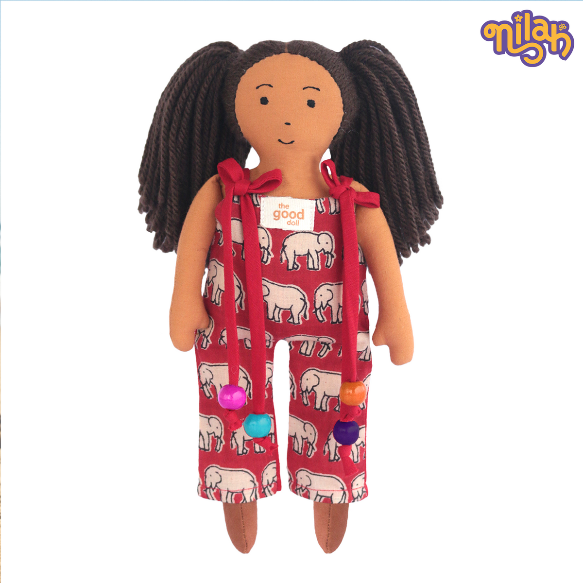 Mira – Handmade Soft Doll for Kids in a Red Jumpsuit