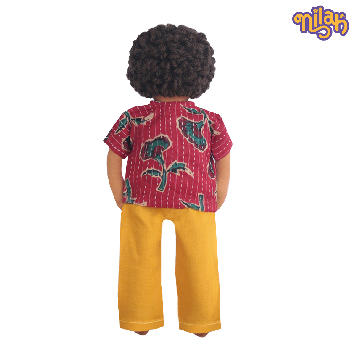 Raagu – Handmade Soft Doll for Kids in Red Shirt and Yellow Shorts Set