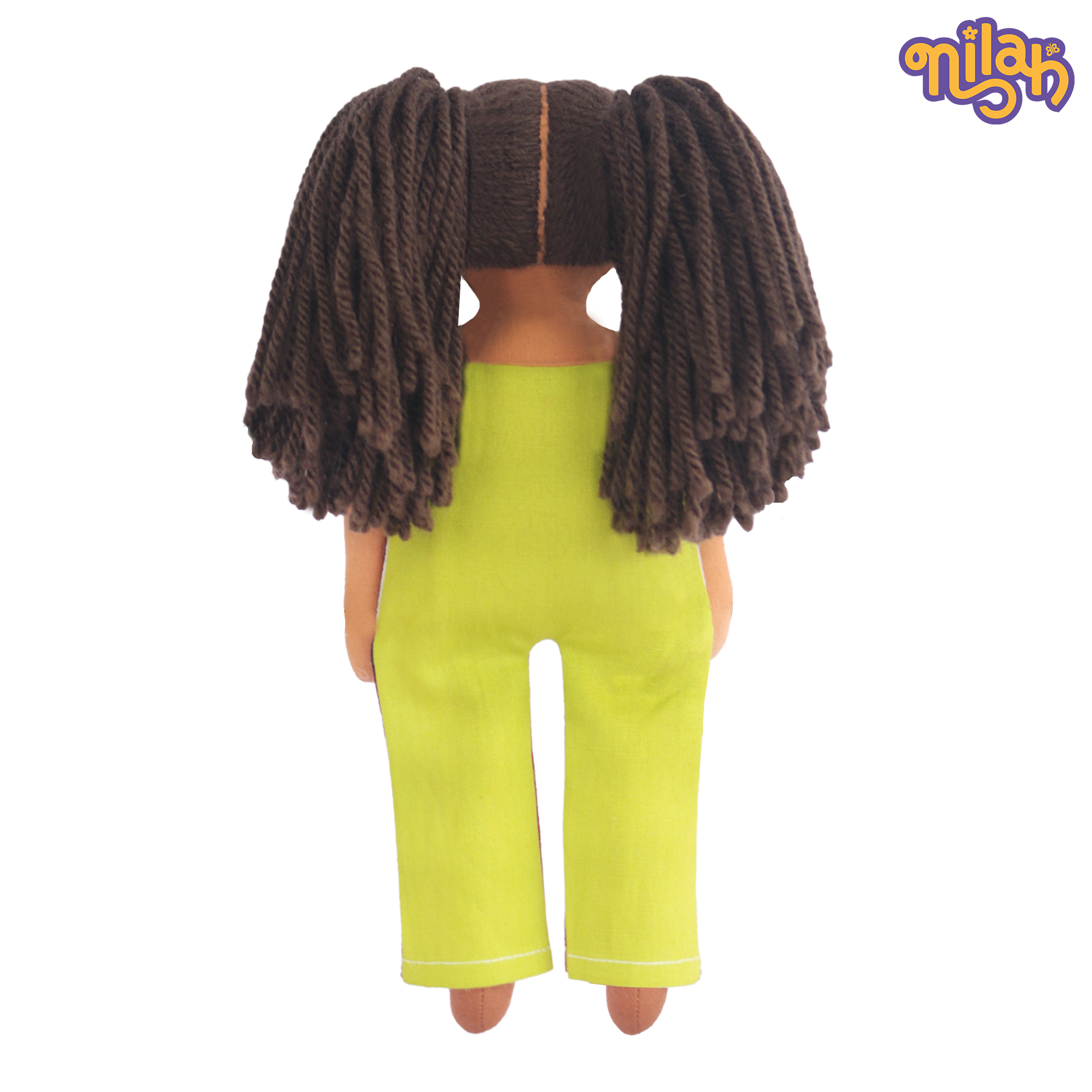 Mira – Handmade Soft Doll for Kids in Red and Green Stripes Jumpsuit