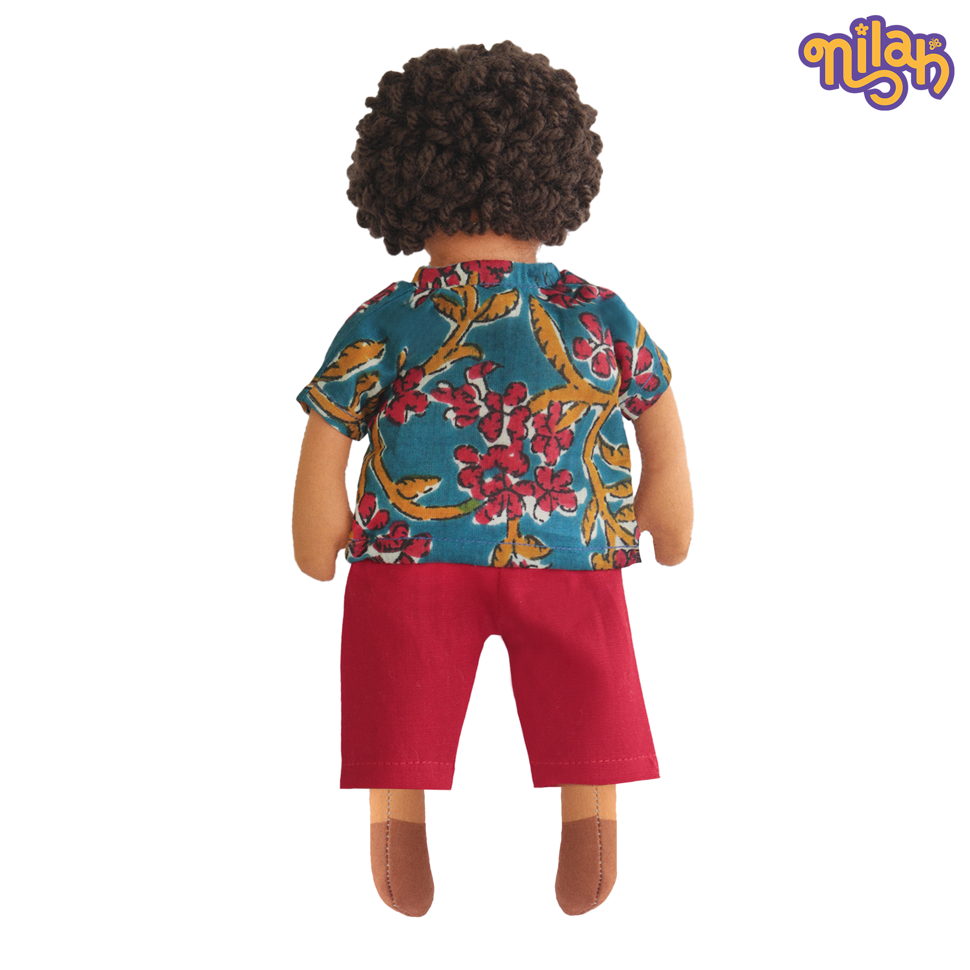 Raagu – Handmade Soft Doll for Kids in Blue Patterned Shirt & Shorts