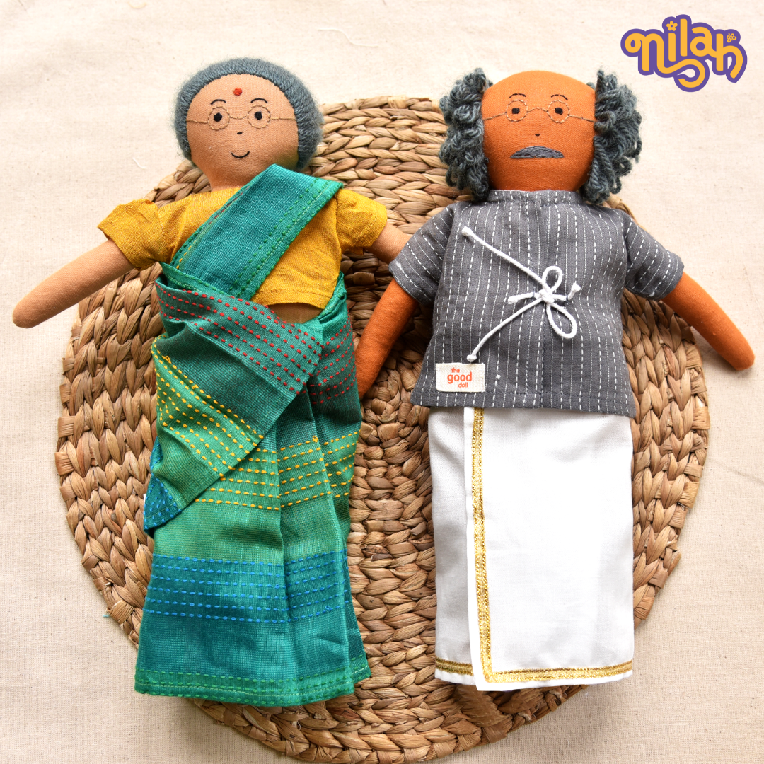 Nilah's Thatha & Paati relaxing in the front yard