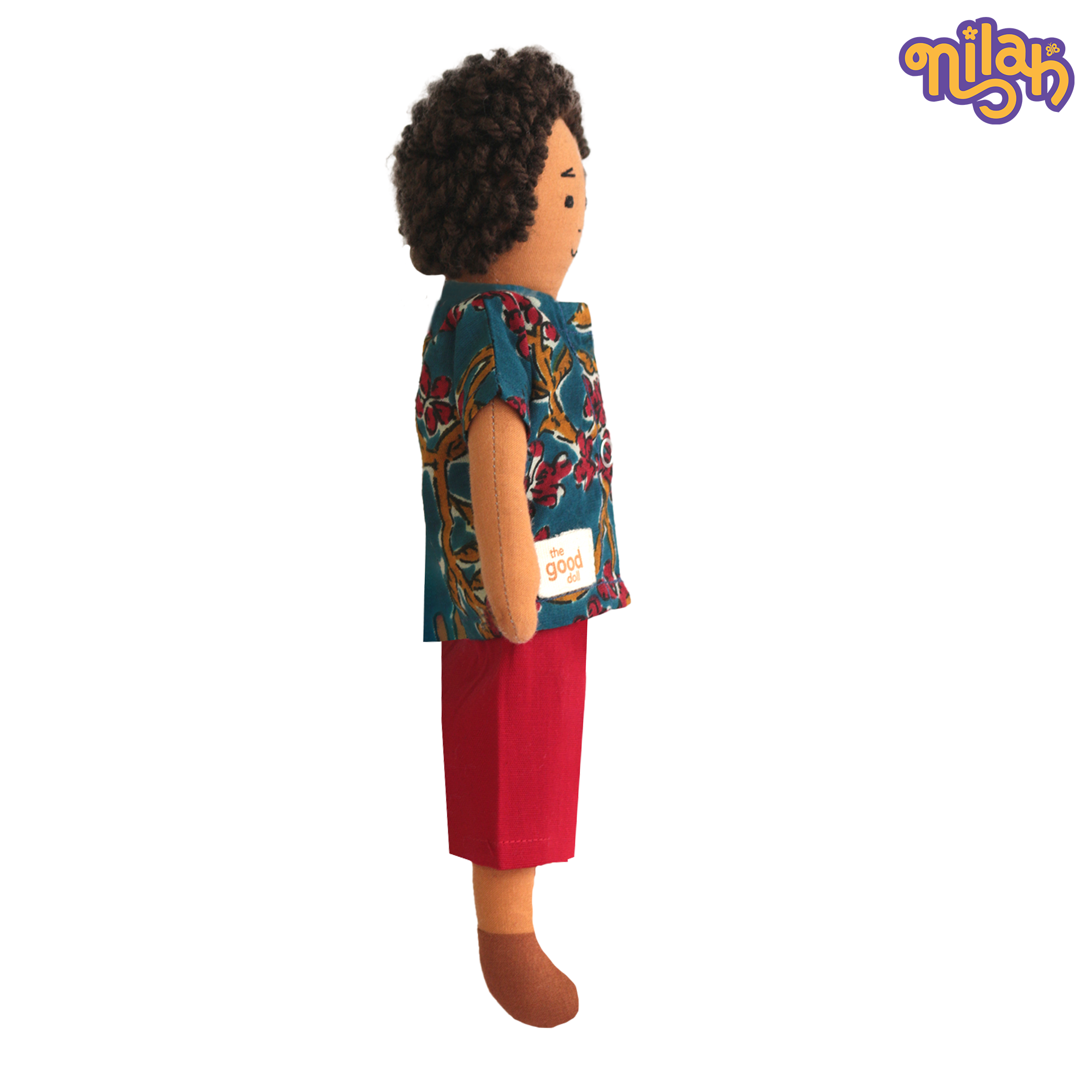 Raagu – Handmade Soft Doll for Kids in Blue Patterned Shirt & Shorts