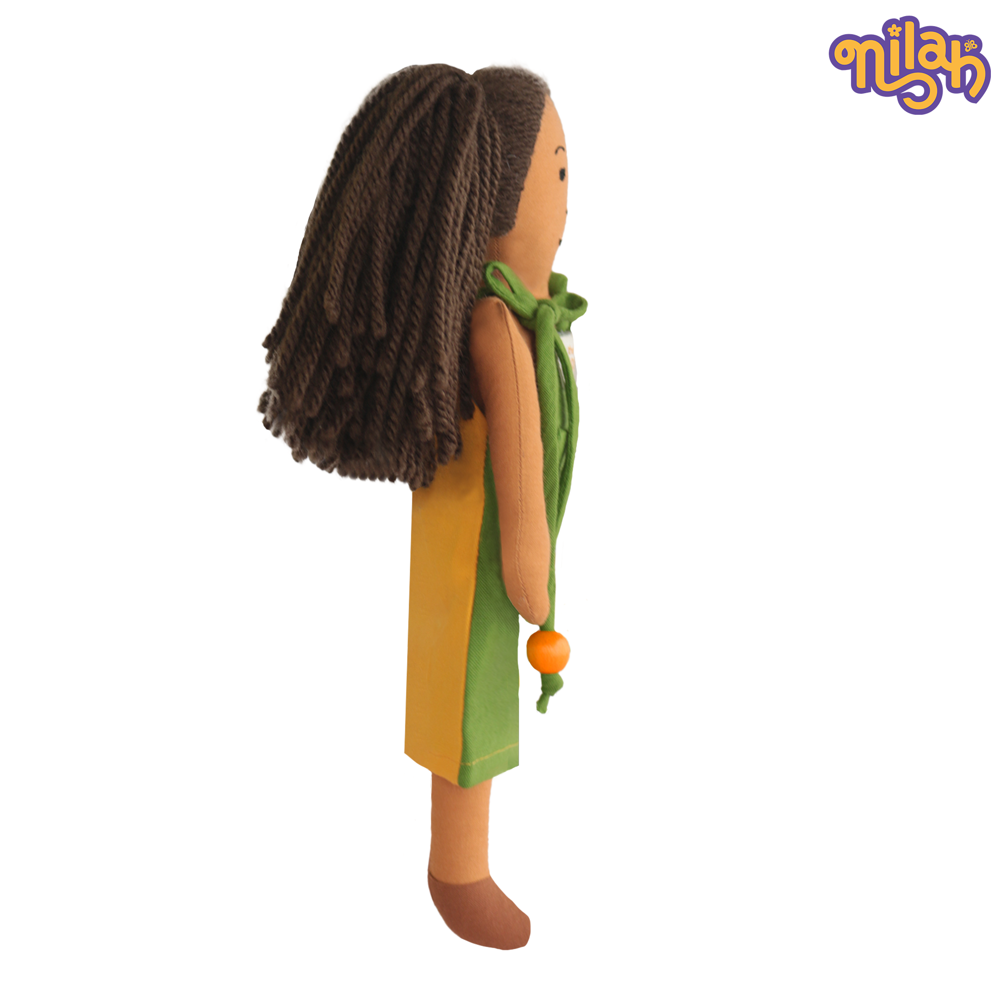 Mira – Handmade Soft Doll for Kids in Green & Yellow Romper
