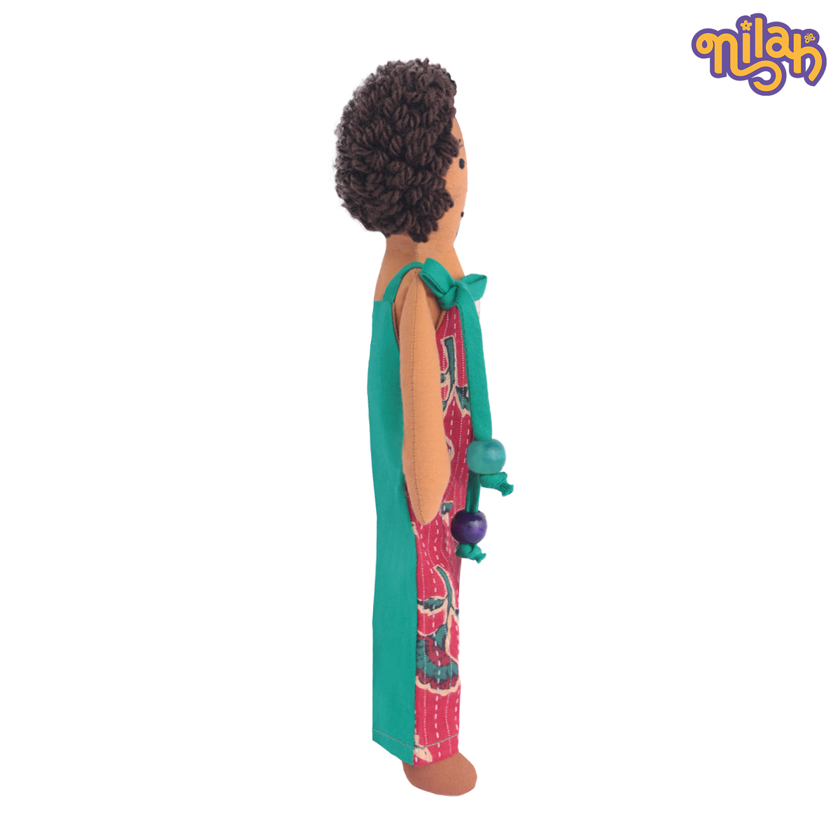 Raagu – Handmade Soft Doll for Kids in Red Patterned Jumpsuit