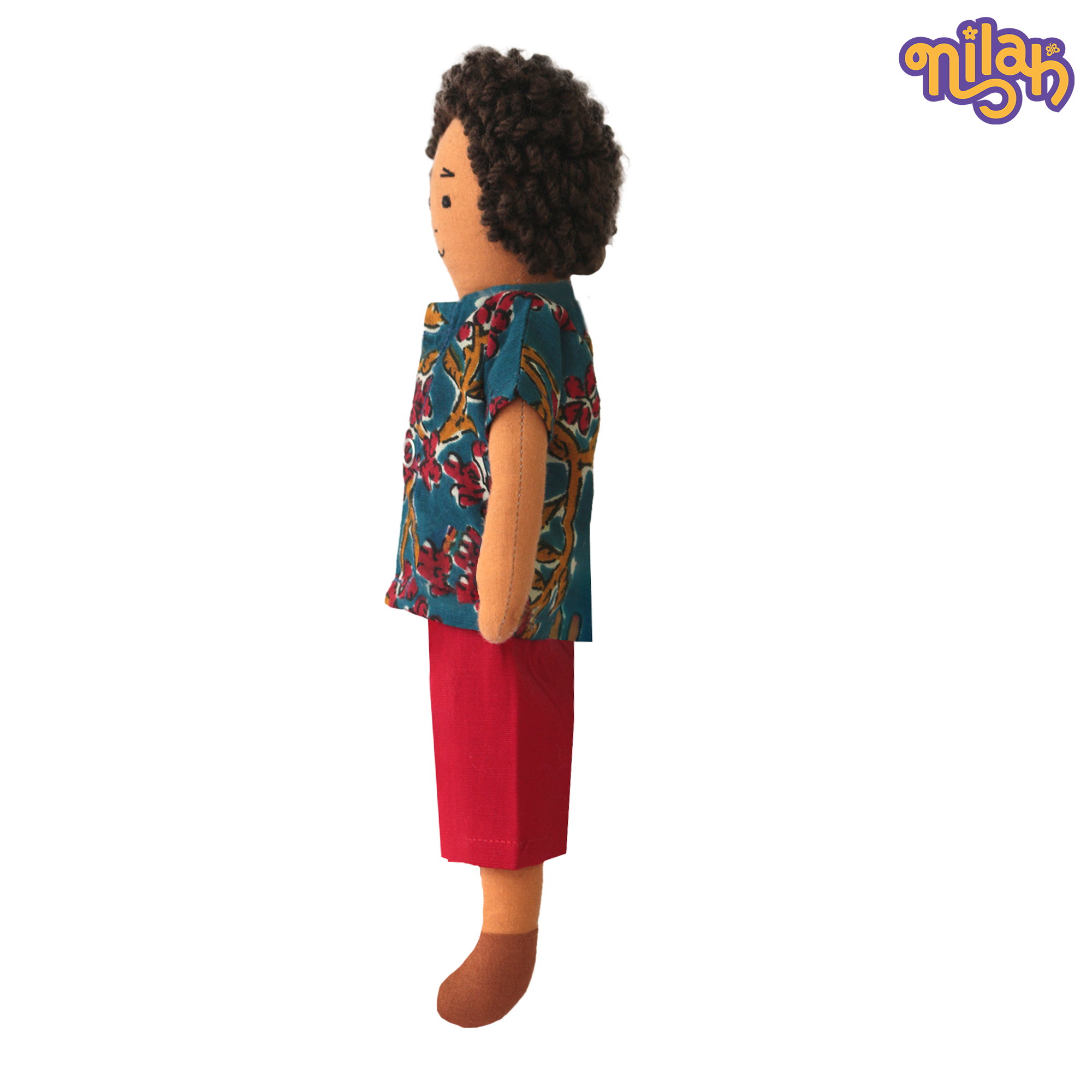 Raagu – Handmade Soft Doll for Kids in Blue Patterned Shirt & Shorts
