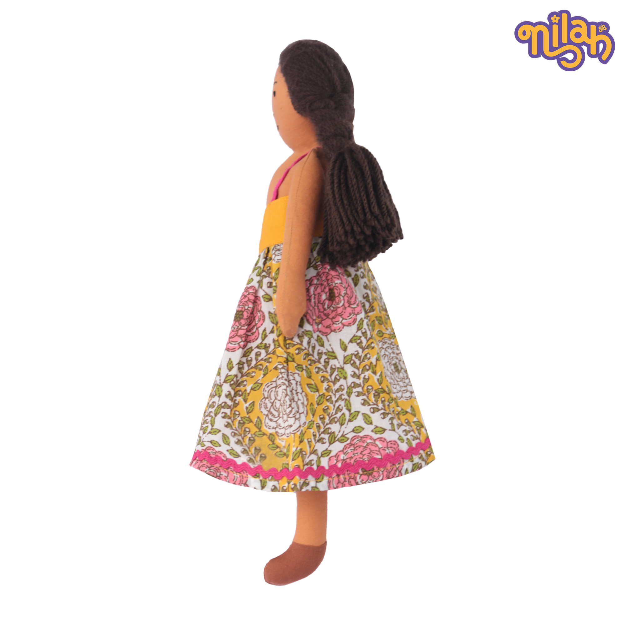 Nilah – Handmade Soft Doll for Kids in Pink & Yellow Dress