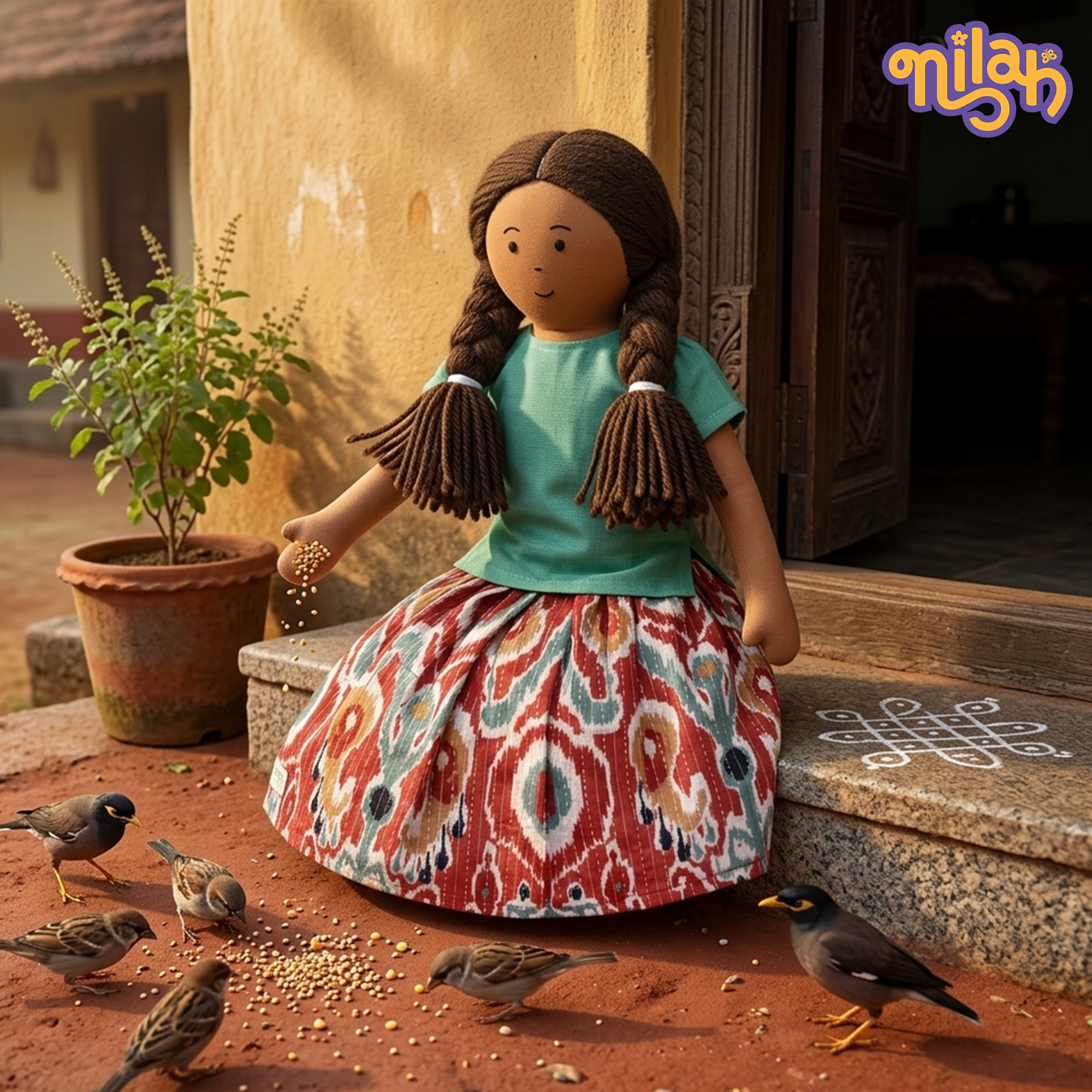 Nilah sitting in her front yard