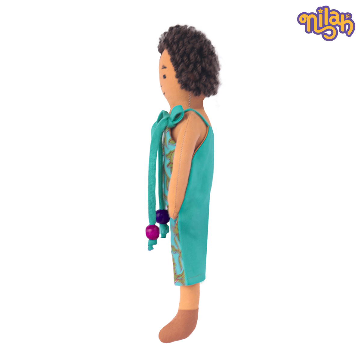 Raagu – Handmade Soft Doll for Kids in Teal Patterned Romper