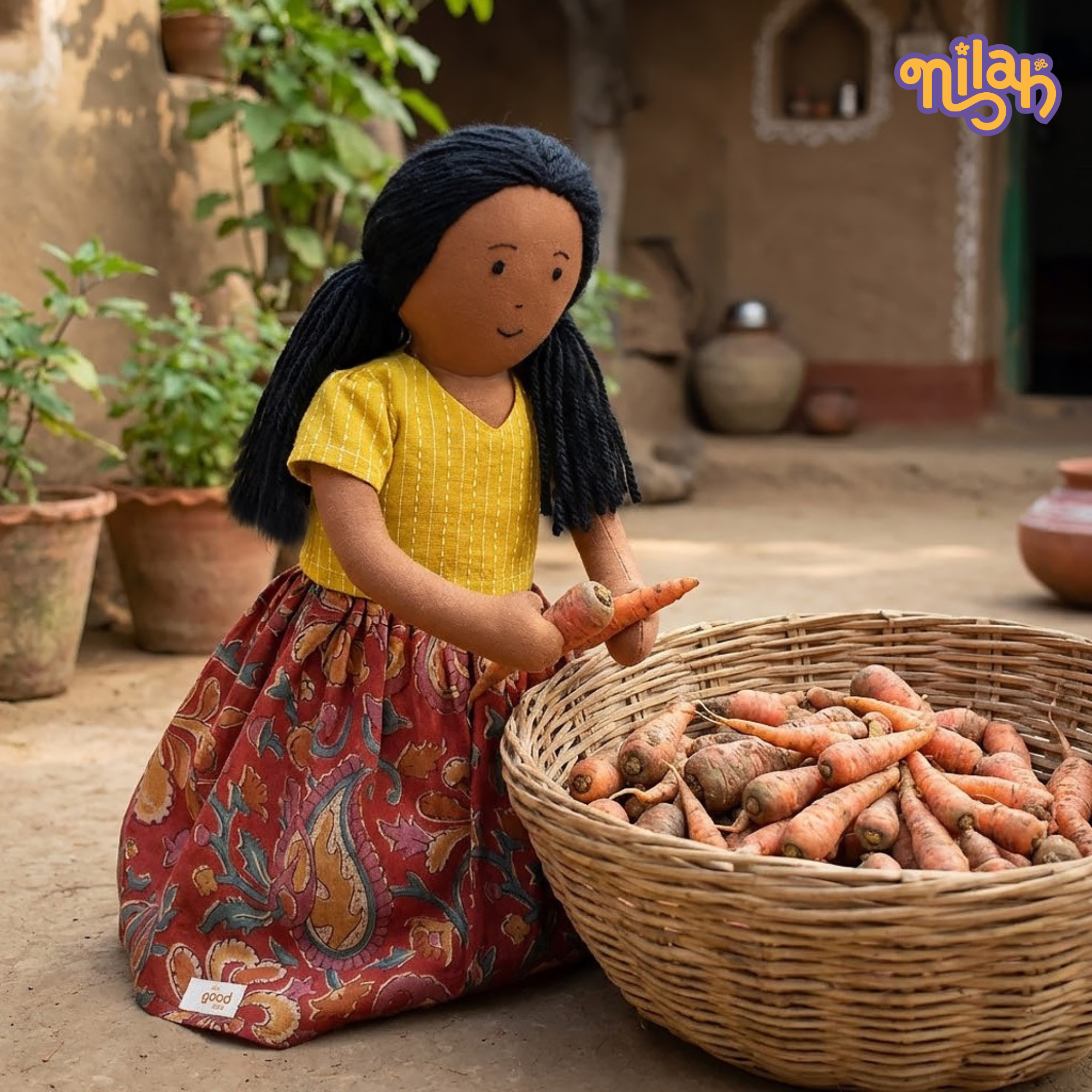 Malai preparing carrots for pickle