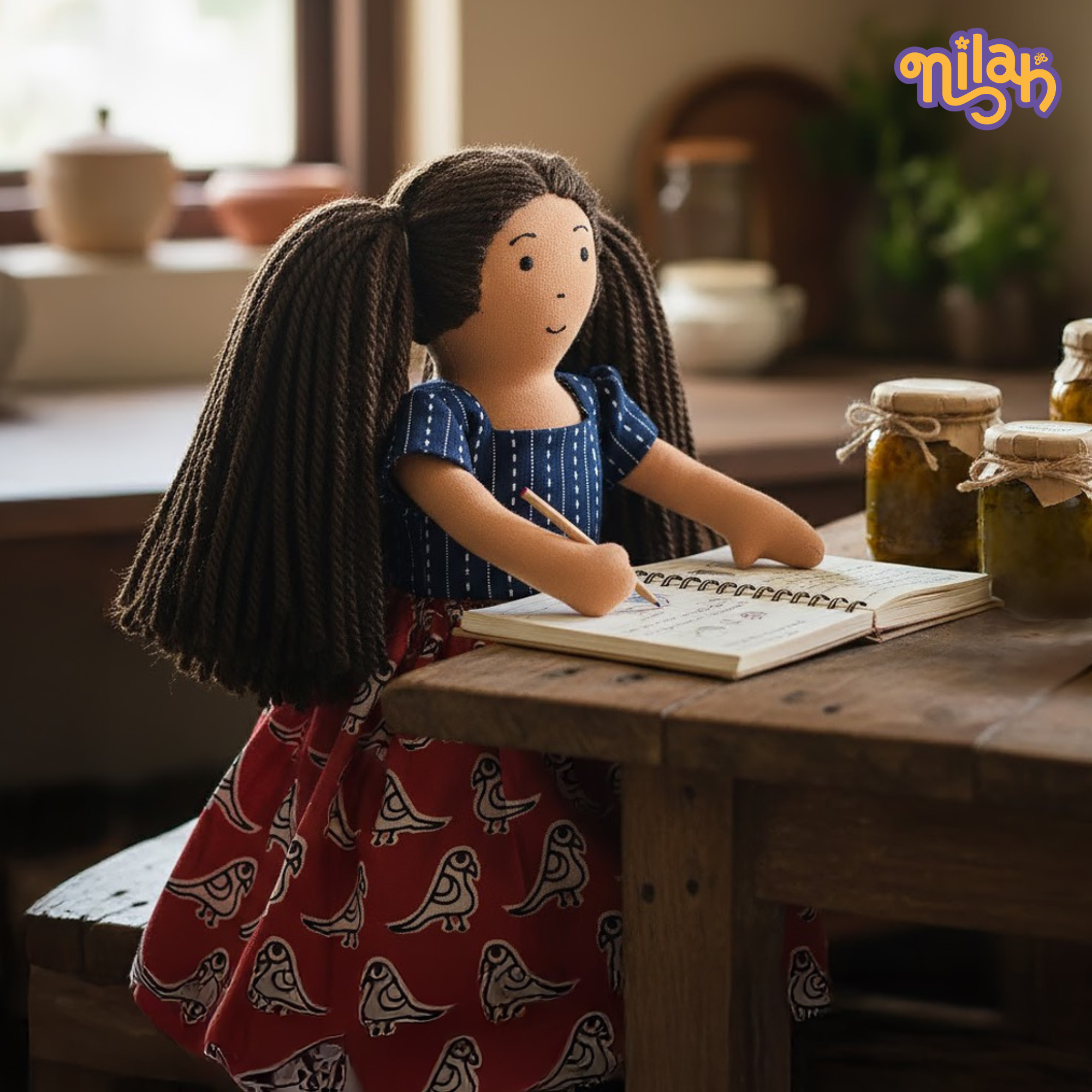 Mira taking notes for Amma