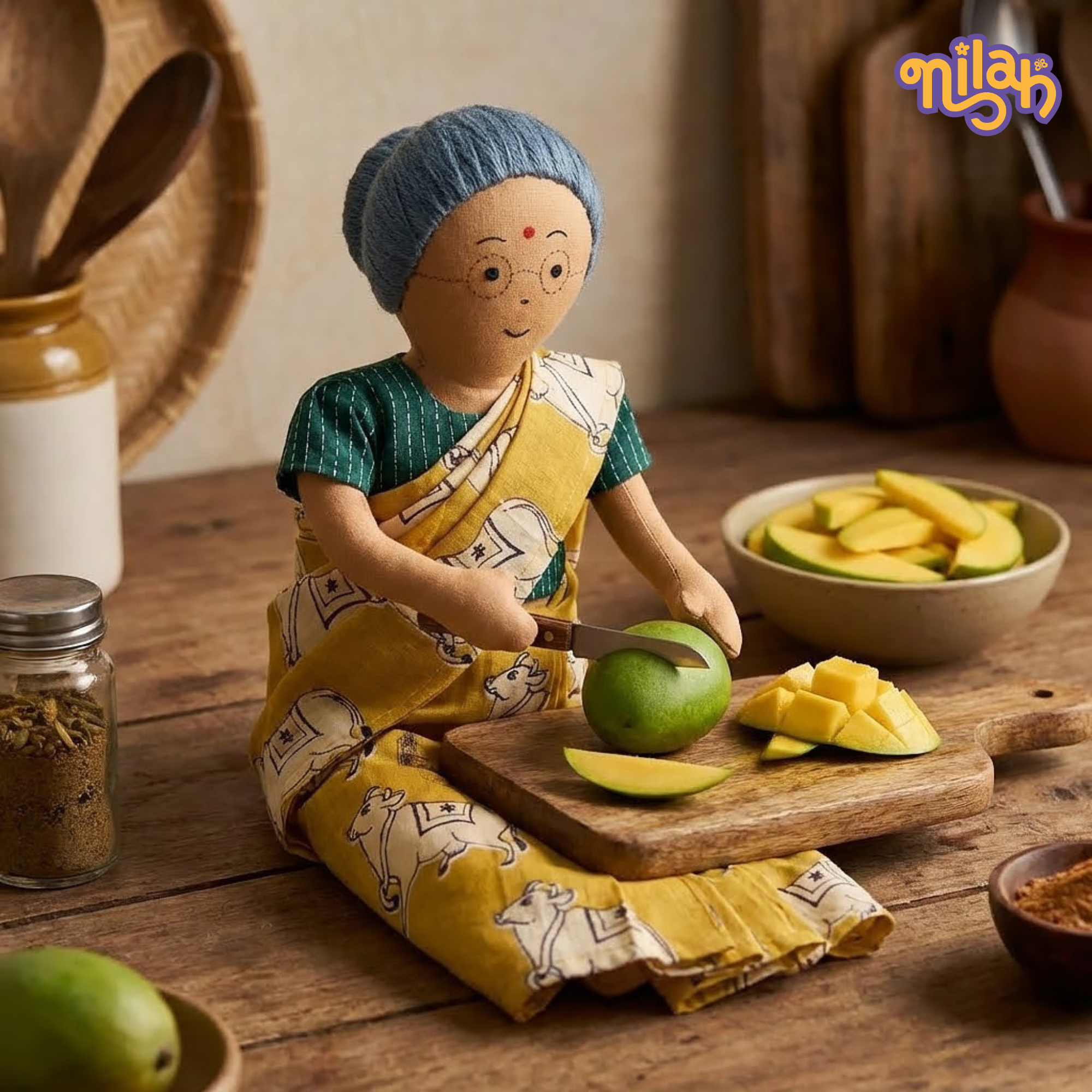 Paati preparing mango sambar