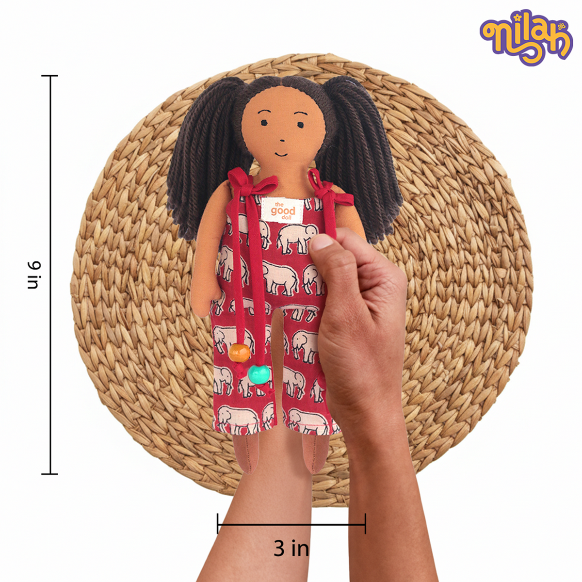 Mira – Handmade Soft Doll for Kids in a Red Jumpsuit
