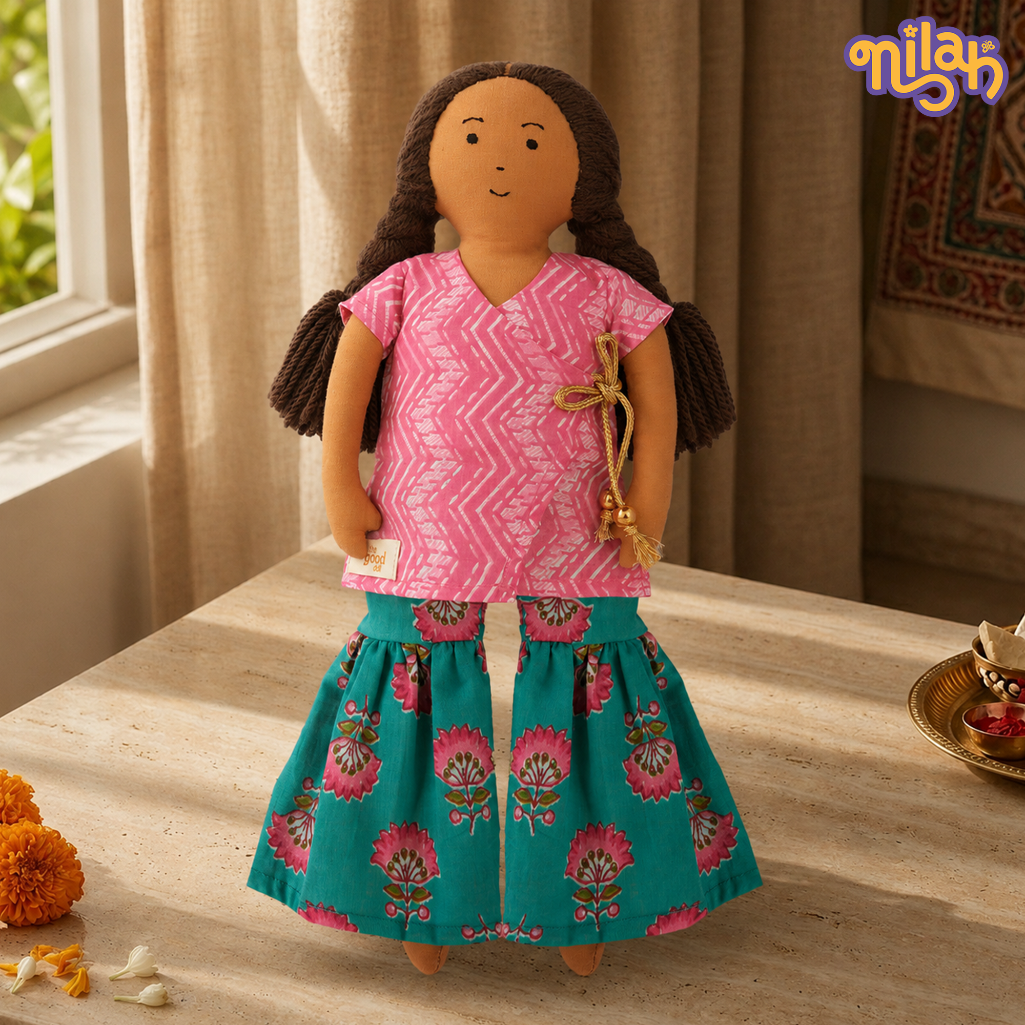 The Bandhan Rakhi Hamper – Nilah & Raagu | 2 Handmade Sibling Dolls in Festive Attire | Handmade Rakhi