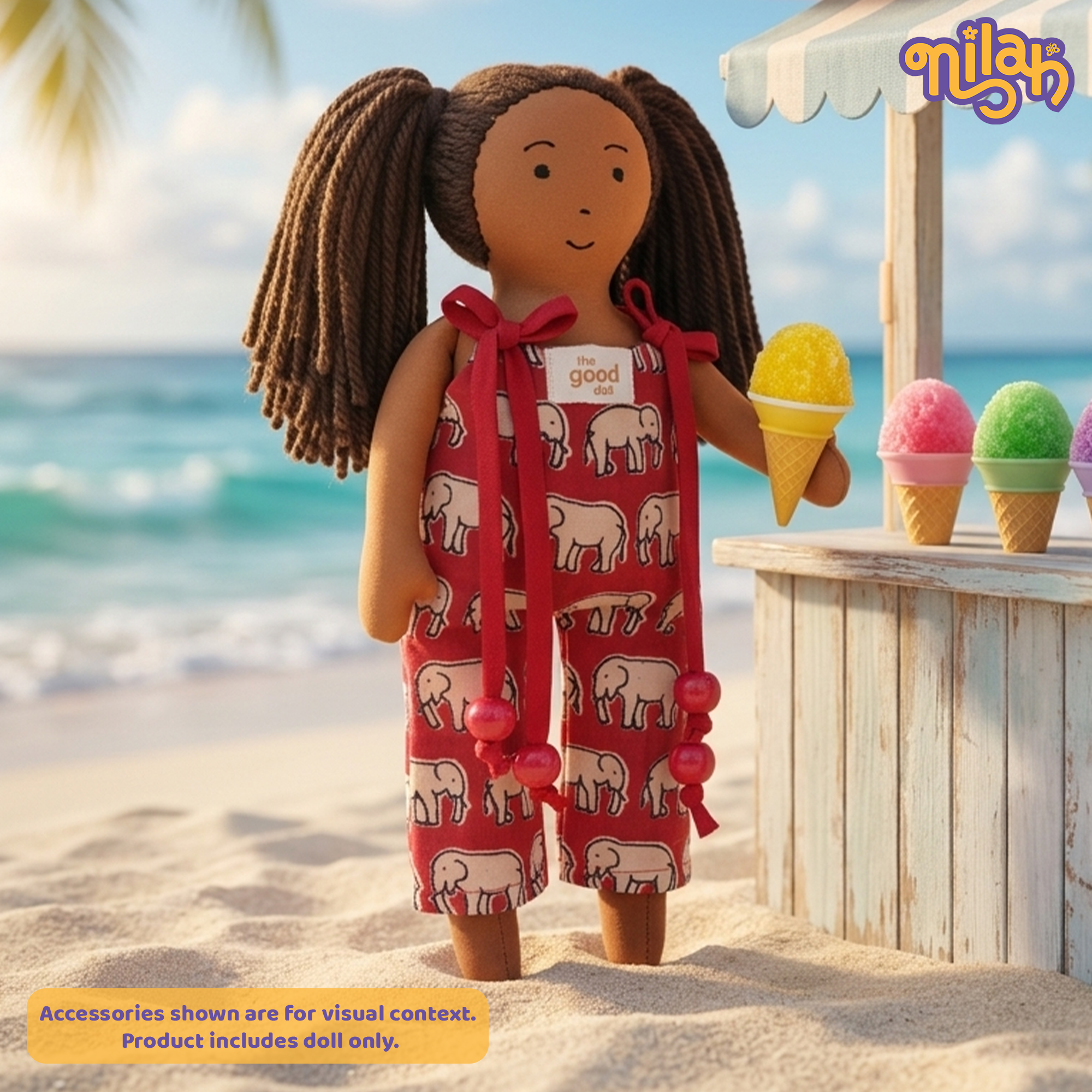 Mira – Handmade Soft Doll for Kids in a Red Jumpsuit