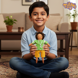 Raagu watering plants in the garden