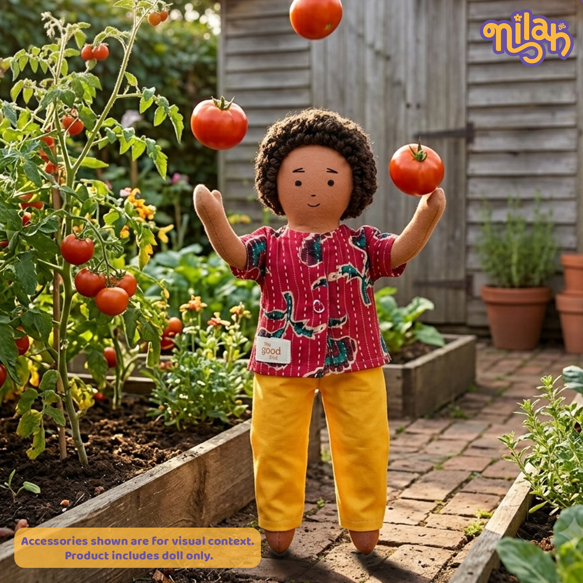 Raagu – Handmade Soft Doll for Kids in Red Shirt and Yellow Shorts Set