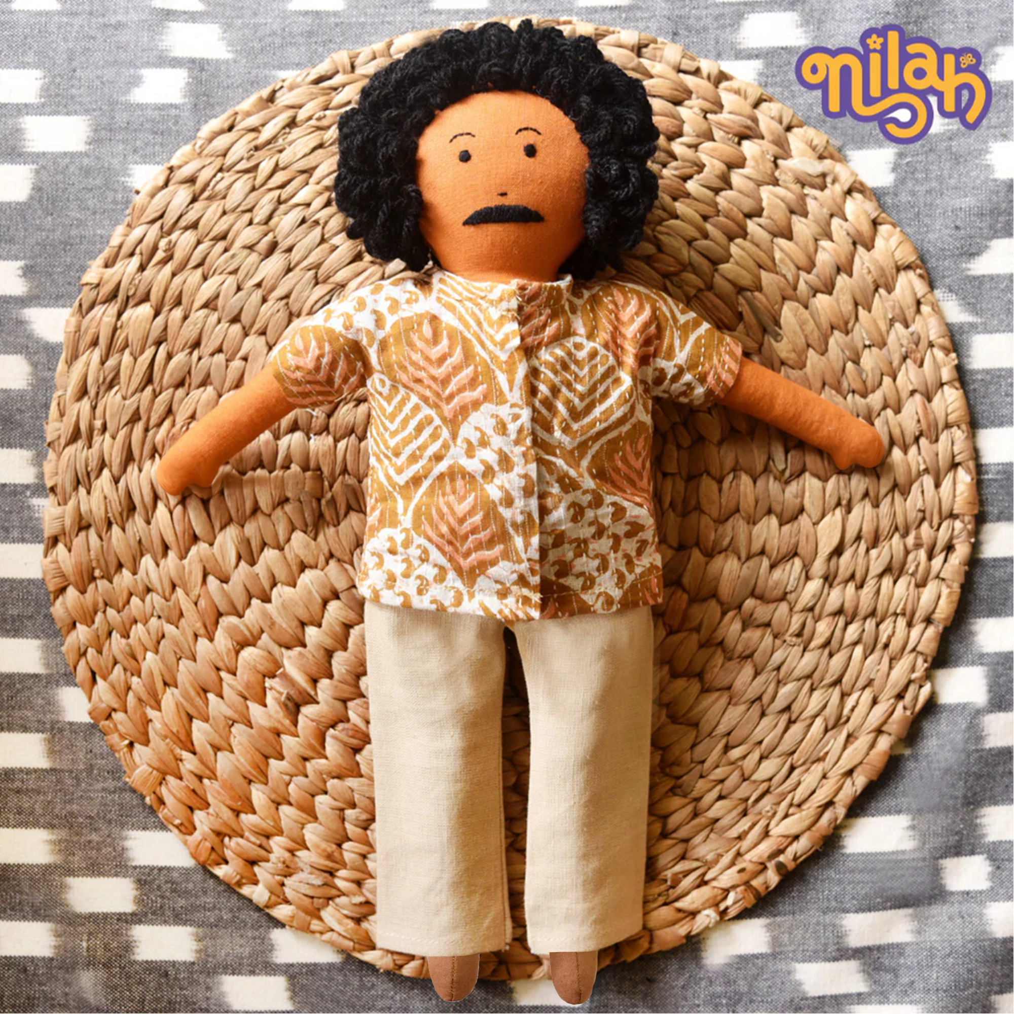 Appa – Handmade Soft Doll for Kids in Earthy Brown Shirt & Trousers