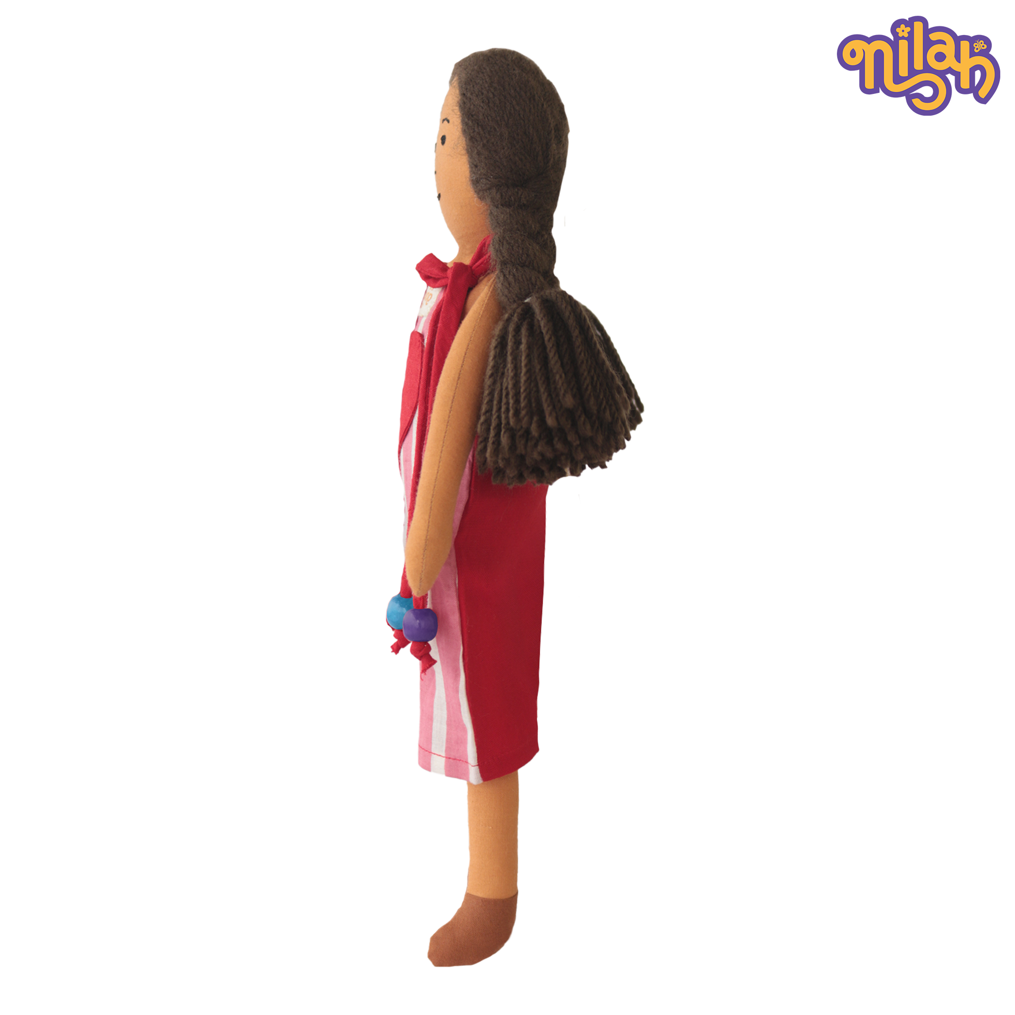 Nilah – Handmade Soft Doll for Kids in Pink, Red & White Romper