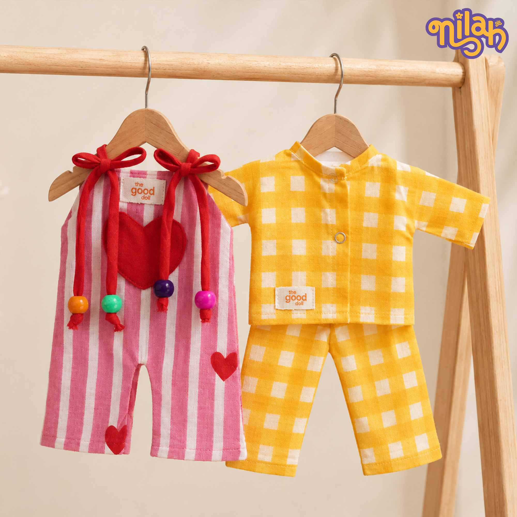 Nilah & Raagu Anmol Premium Rakhi Hamper - 2 Handmade Sibling Dolls in Festive Attire | Handmade Rakhi | Interchangeable Outfit Sets