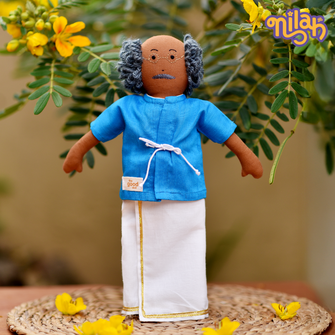 Thatha getting ready for the Puja