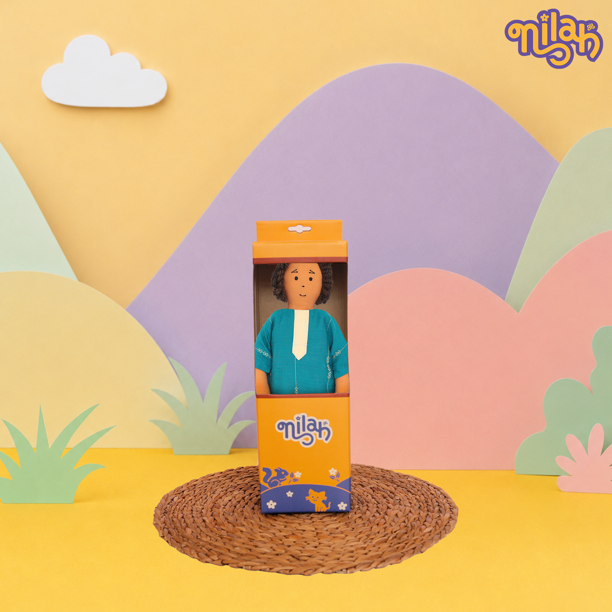 Raagu – Handmade Soft Doll for Kids in Sky Blue Kurta and White Dhoti