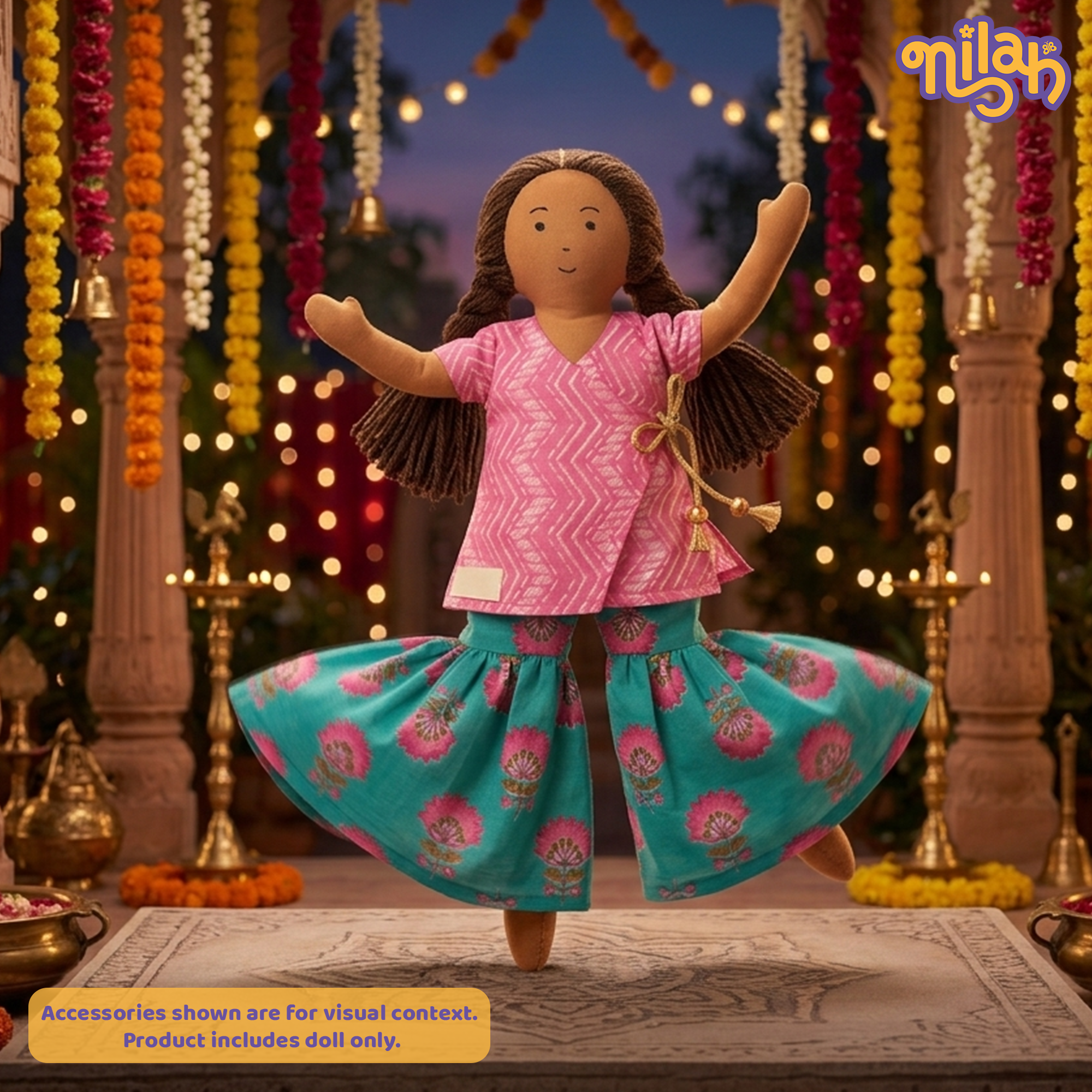 Nilah – Handmade Soft Doll for Children in Pink & Blue for Rakhi Gifting