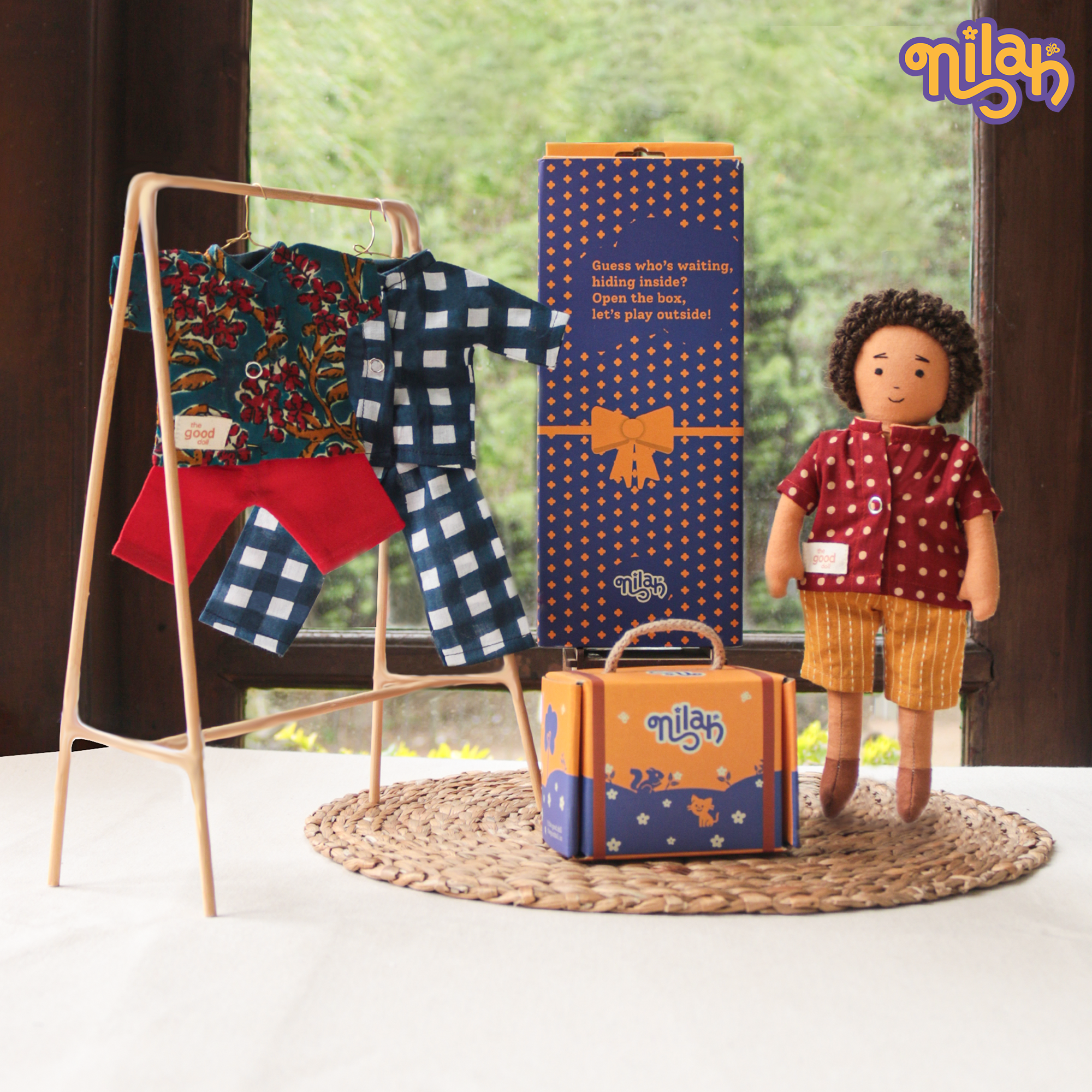 Raagu – Handmade Soft Doll for Kids in Maroon Polka Dot Shirt &amp; Yellow Shorts