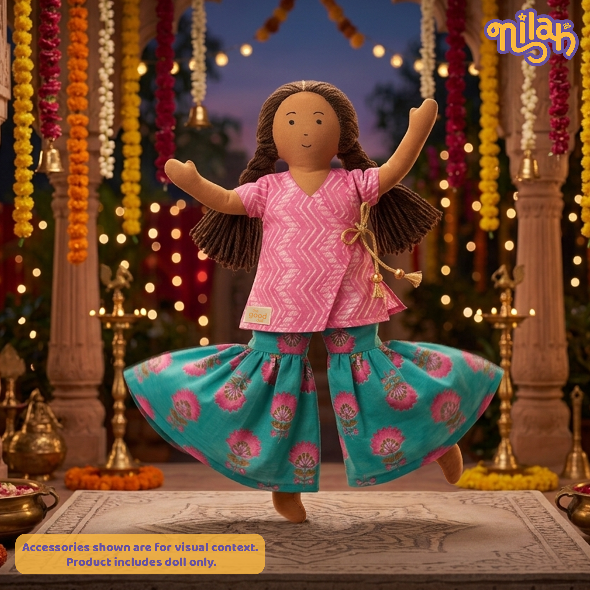Nilah – Handmade Soft Doll for Children in Pink & Blue