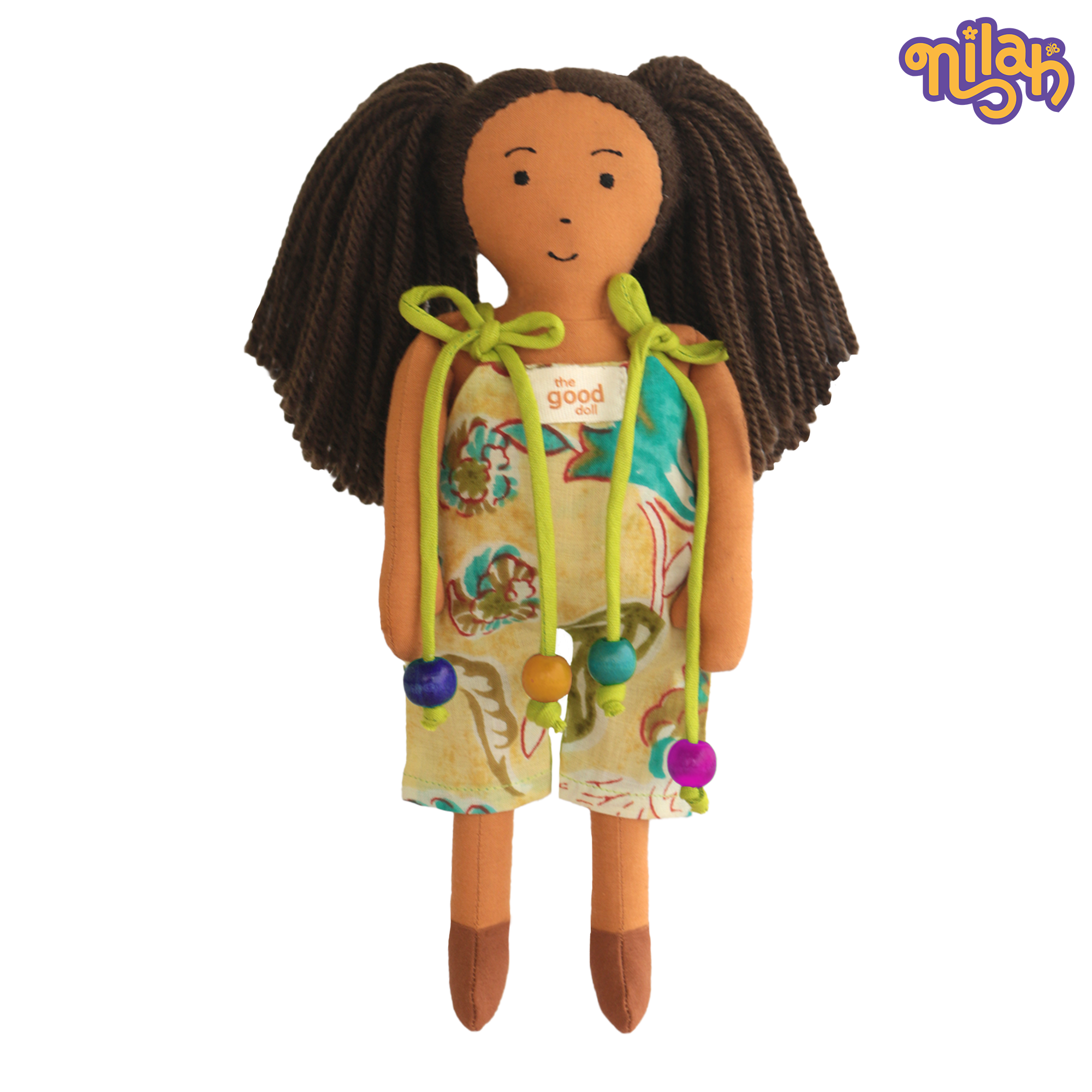 Mira – Handmade Soft Doll for Kids in Yellow & Teal Romper