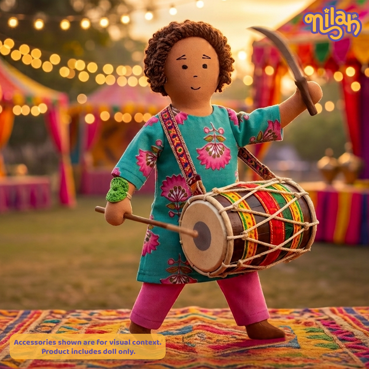 Raagu – Handmade Soft Doll for Kids in Blue & Pink