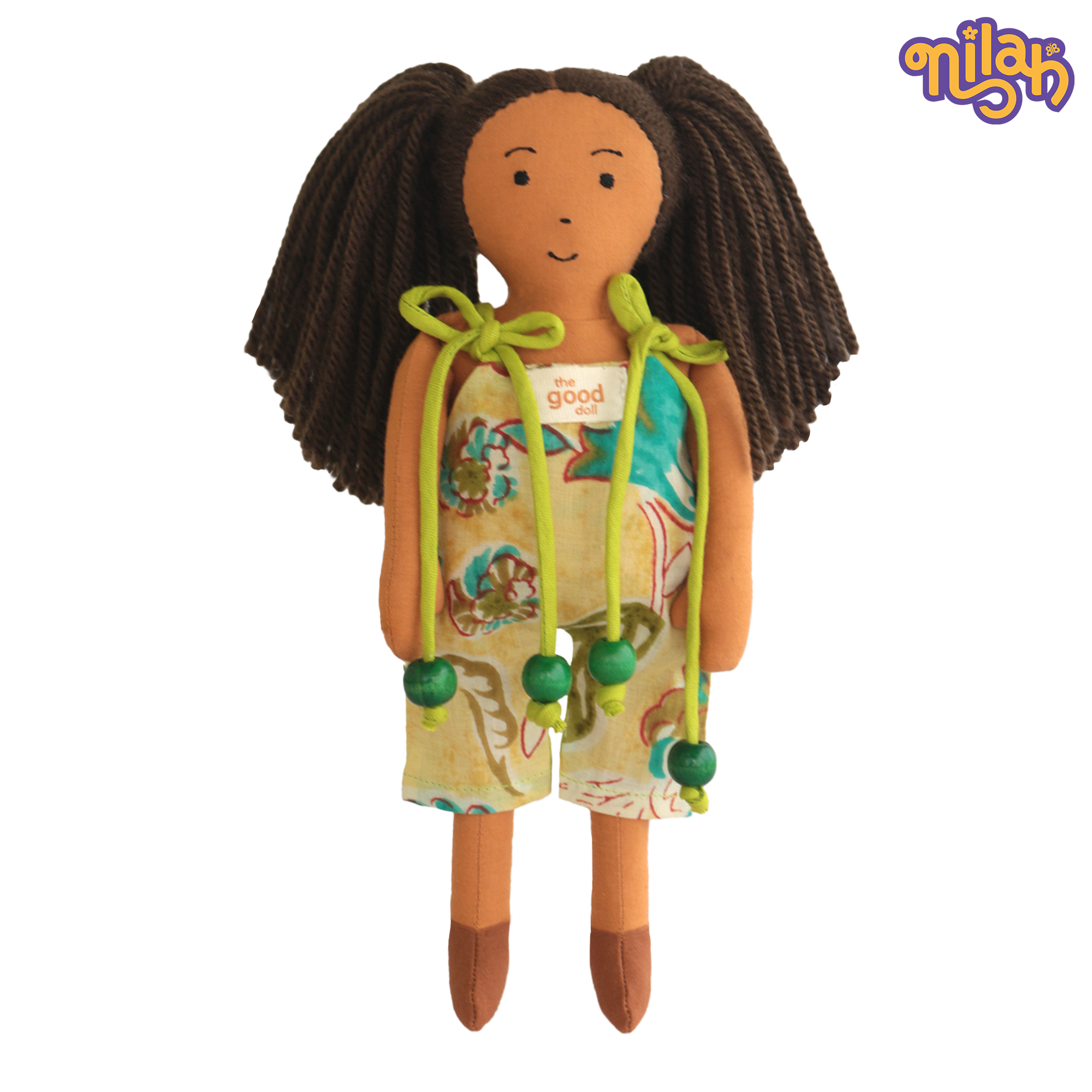 Mira – Handmade Soft Doll for Kids in Yellow & Teal Romper