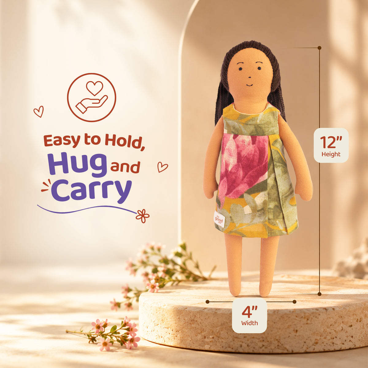 Sweet Nilah – Handmade Soft Doll for Children in Pink & Green