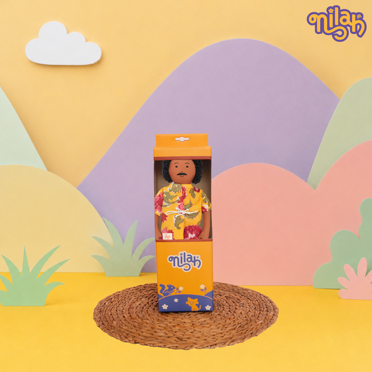 Appa – Handmade Soft Doll for Kids in Yellow Floral Printed Shirt