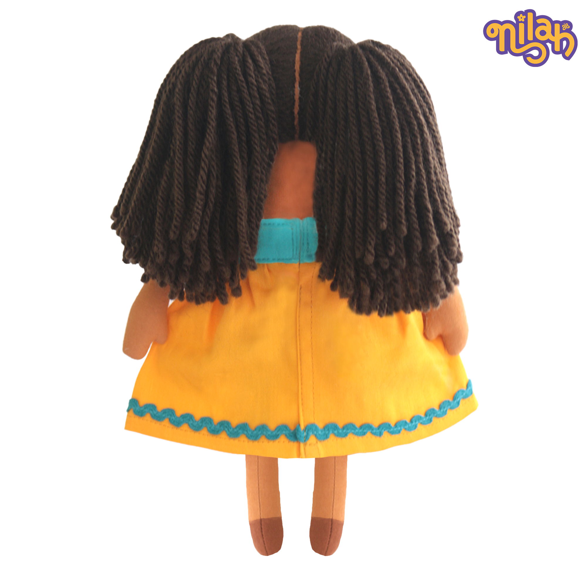 Mira – Handmade Soft Doll for Kids in Sky Blue & Yellow Strapped Dress