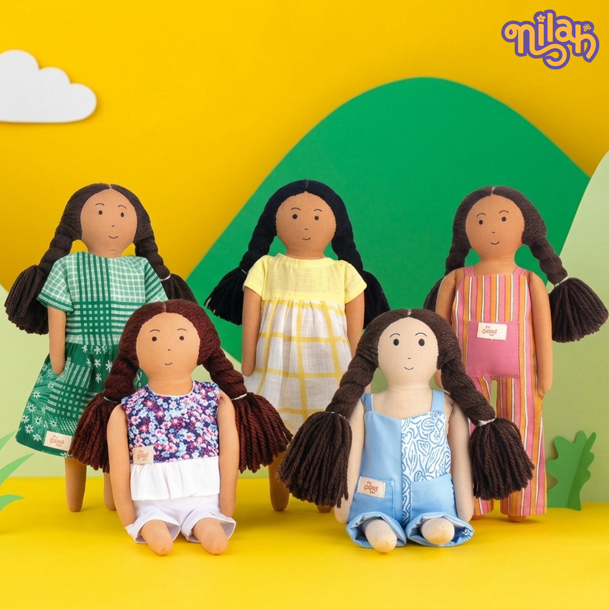 Nilah & Friends – Handmade Soft Doll Set (5 Dolls)