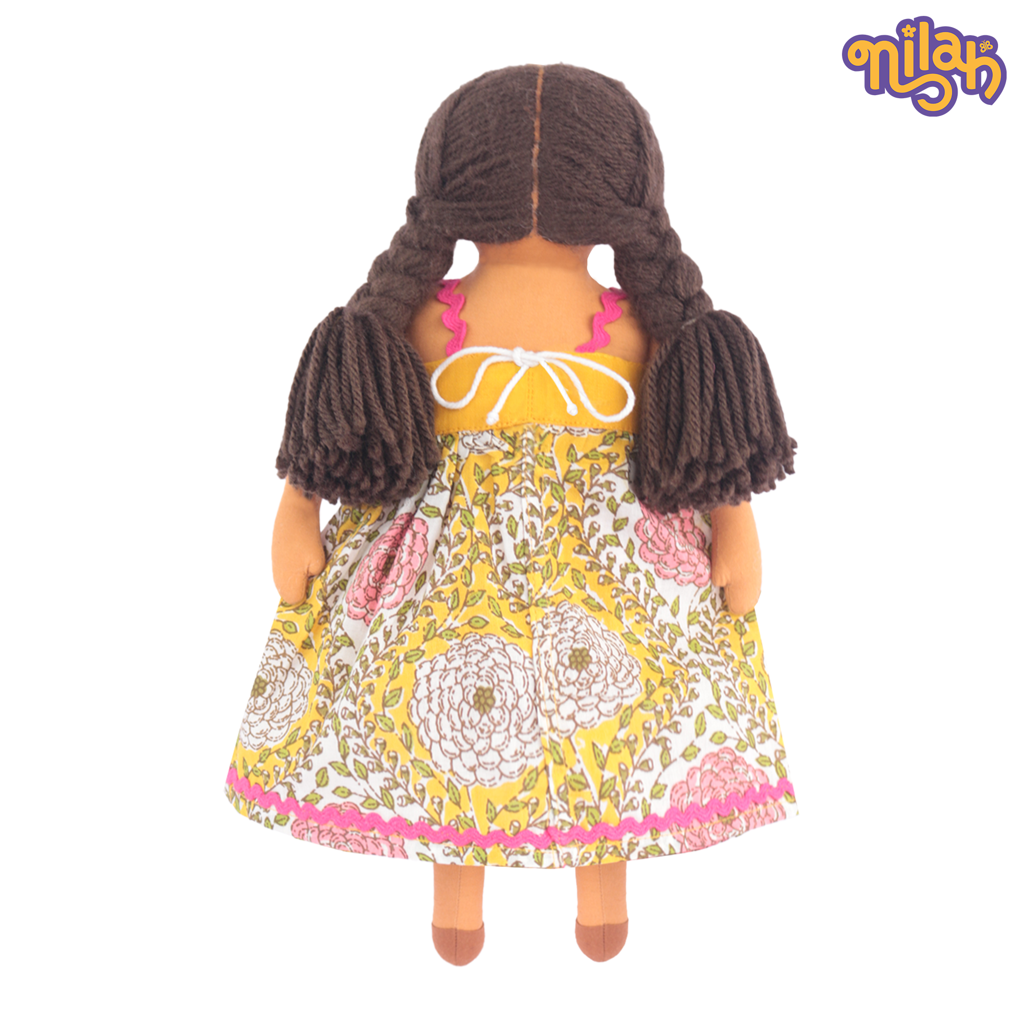 Nilah – Handmade Soft Doll for Kids in Pink & Yellow Dress