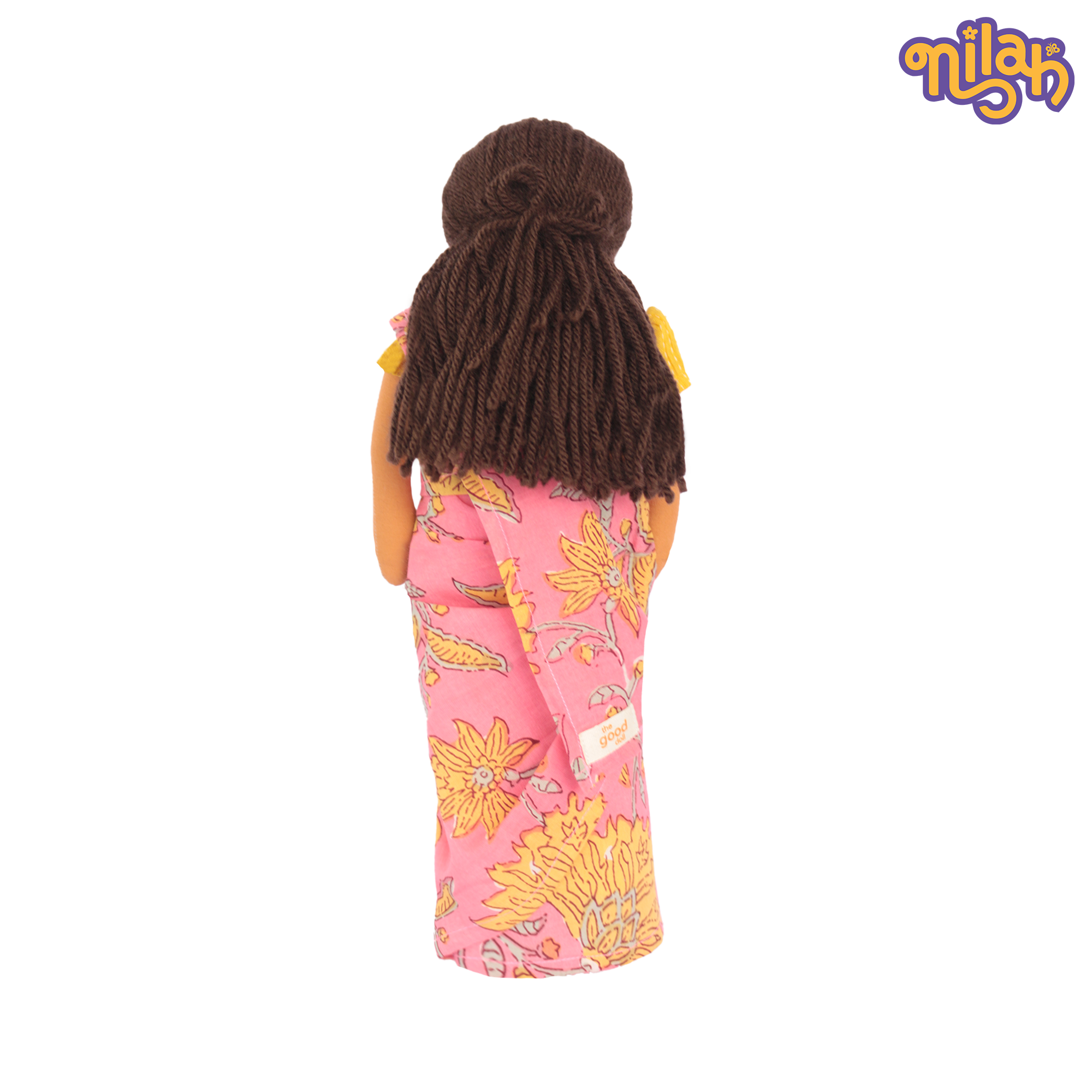 Amma – Handmade Soft Doll for Kids in Pink Block Print Saree