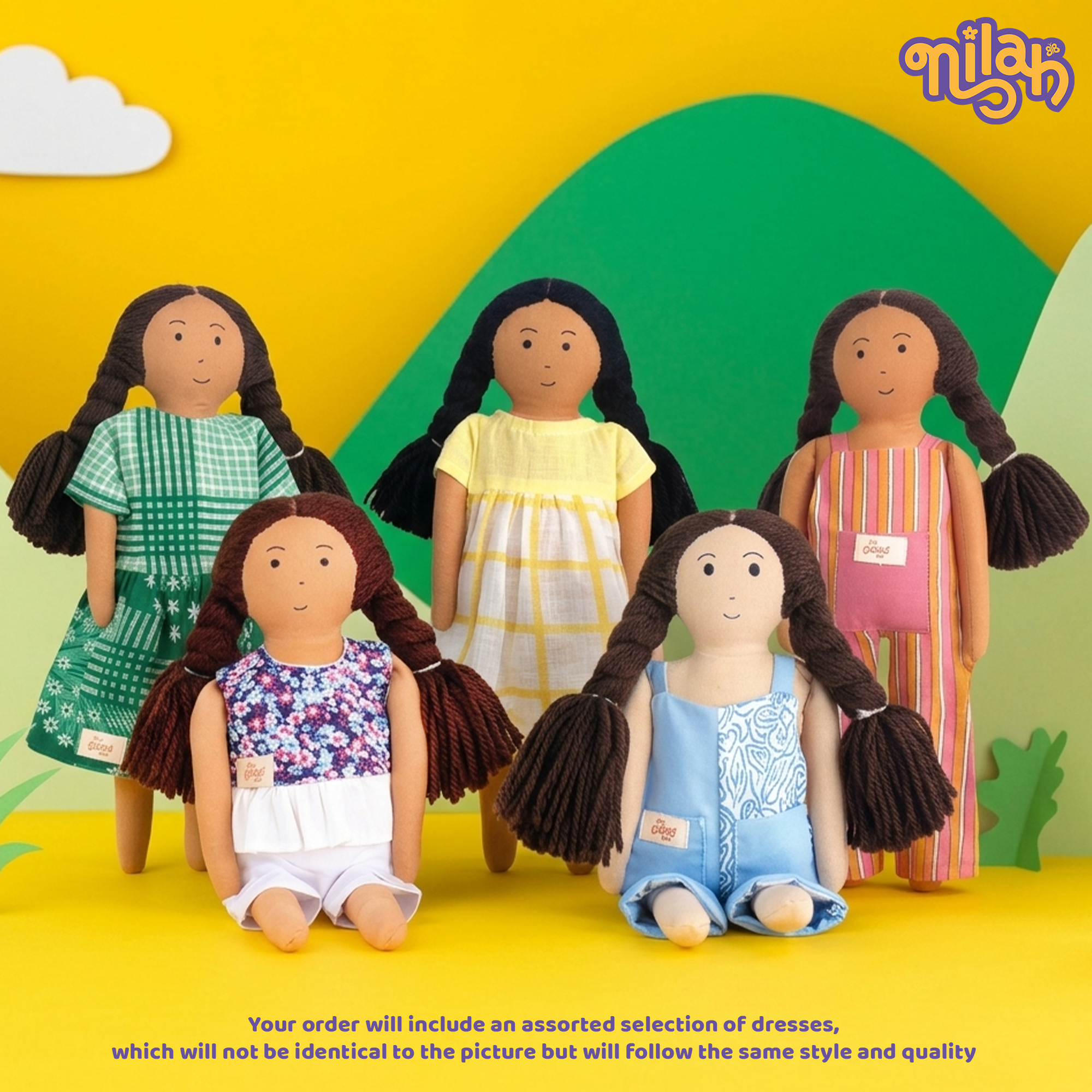 Nilah & Friends – Handmade Soft Doll Set (5 Dolls)