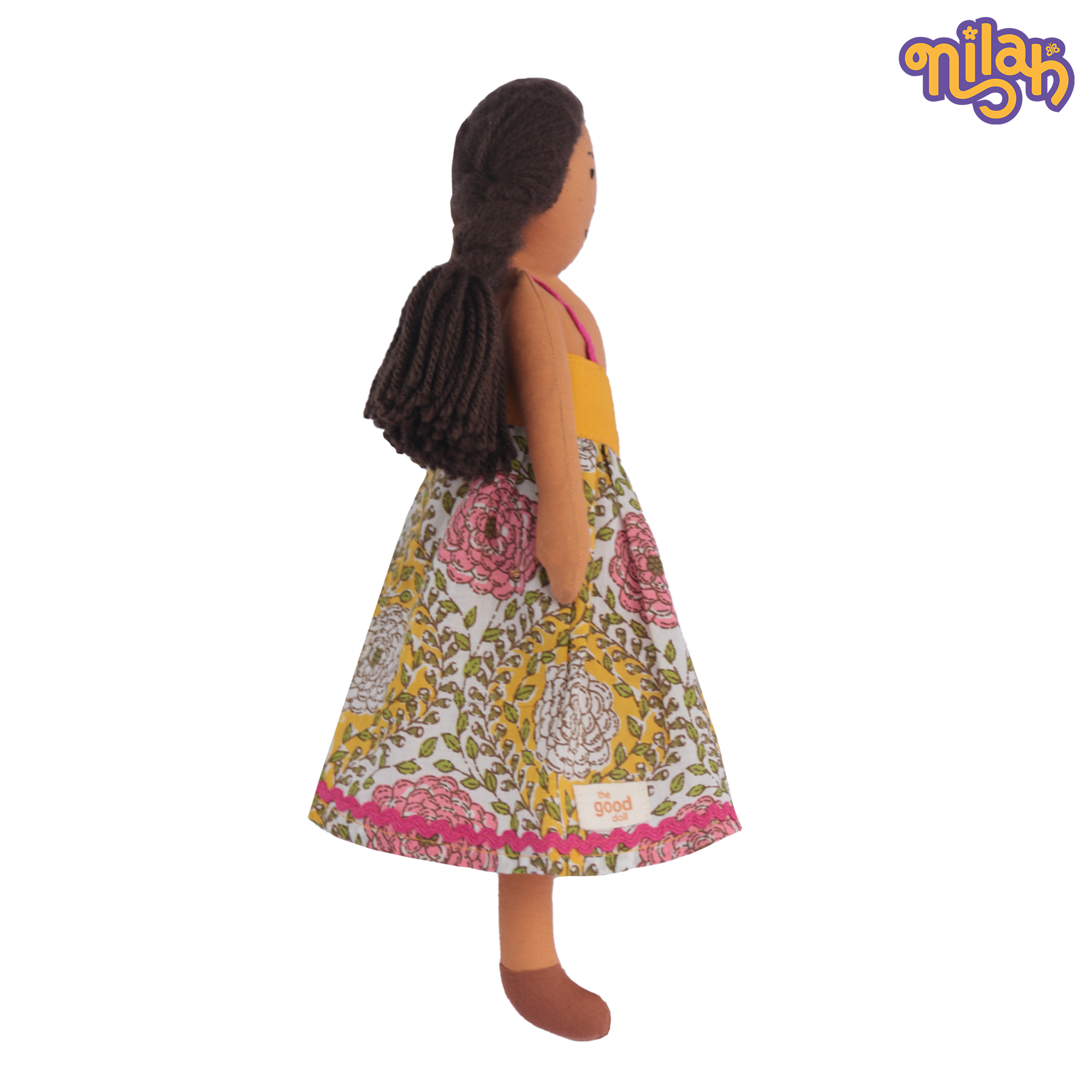 Nilah – Handmade Soft Doll for Kids in Pink & Yellow Dress