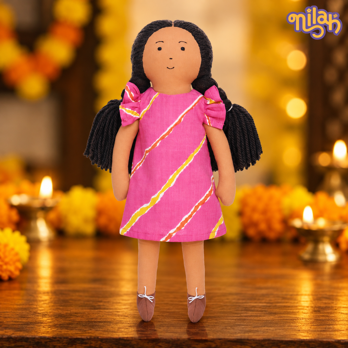 Nilah Diwali Bundle– Handmade Soft Doll | Safe, Washable, ISI-Certified Fabric Dolls | 12" | Gift for Diwali
