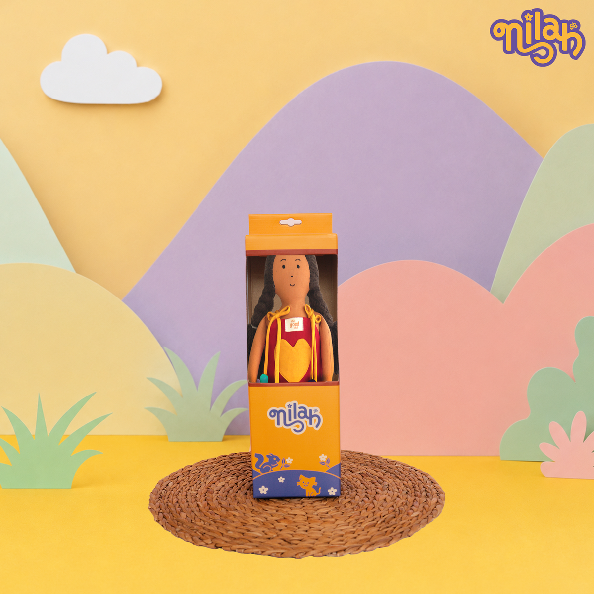 Nilah – Handmade Soft Doll for Kids in Red & Yellow Romper
