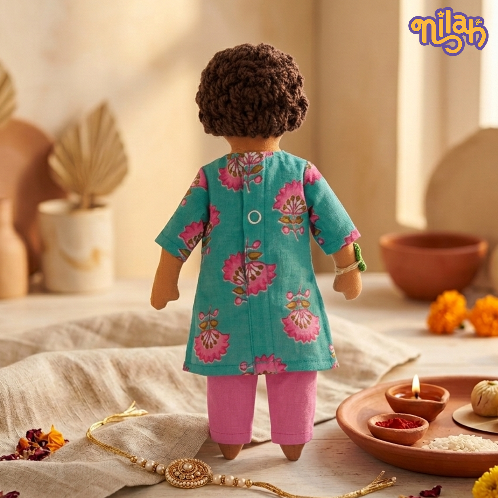Raagu – Handmade Soft Doll for Kids in Blue & Pink for Rakhi Gifting
