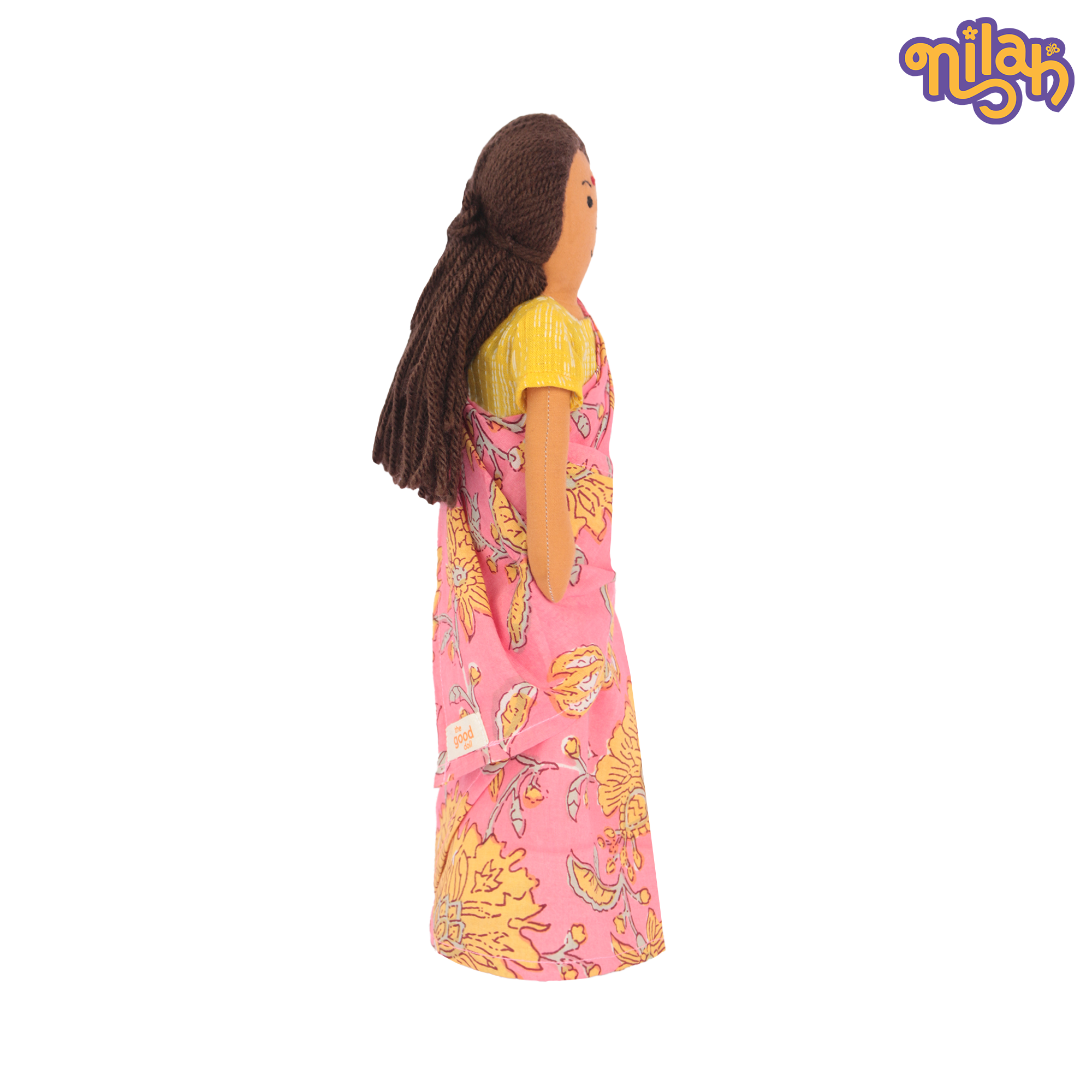 Amma – Handmade Soft Doll for Kids in Pink Block Print Saree