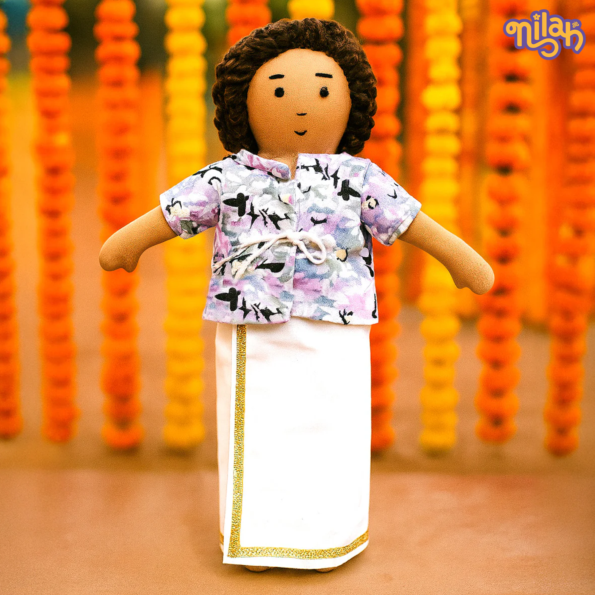 Raagu playing mischief with festival flowers