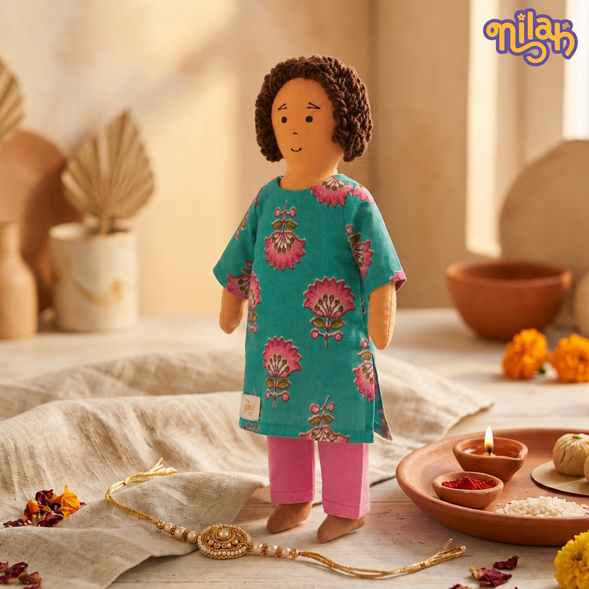 Raagu – Handmade Soft Doll for Kids in Blue & Pink for Rakhi Gifting