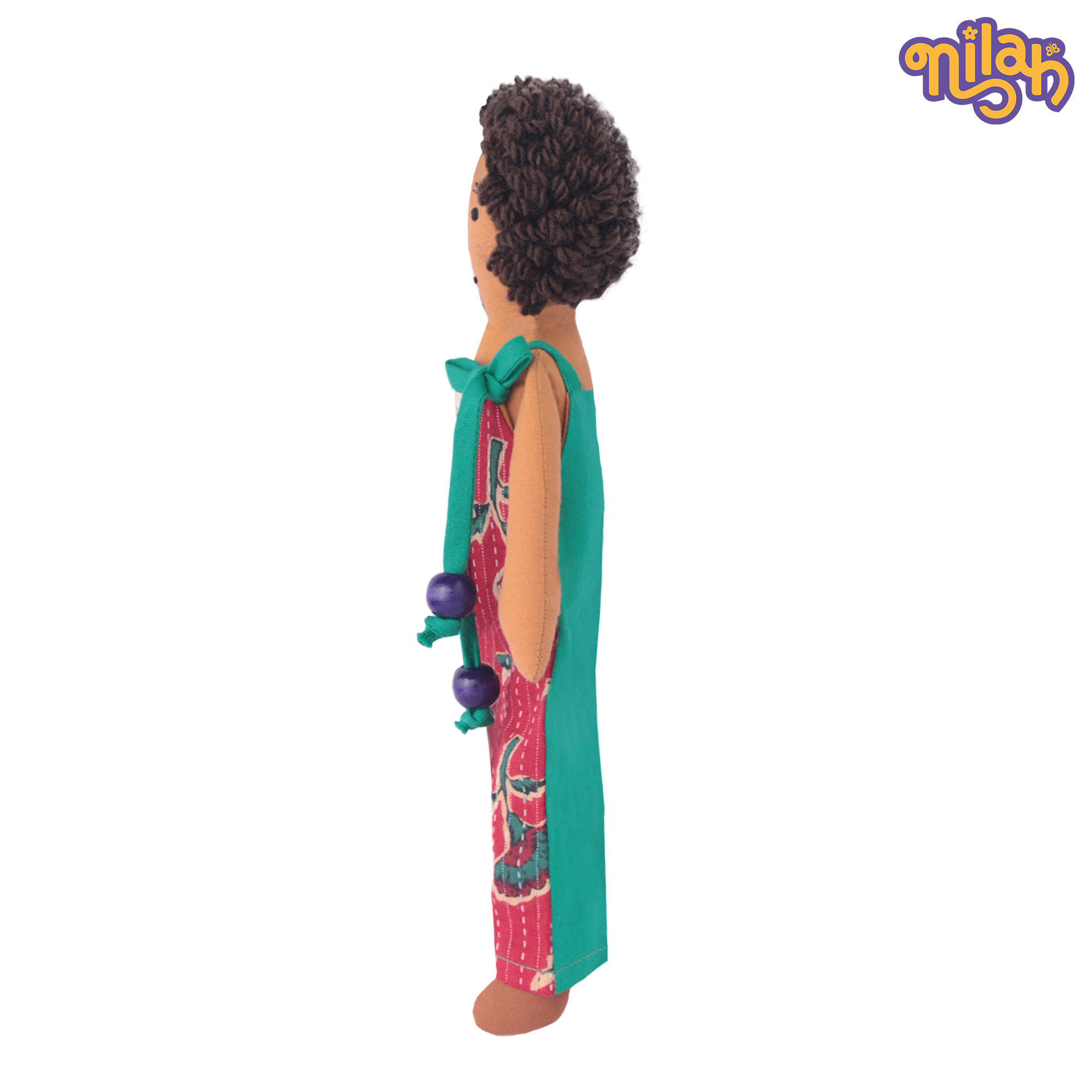 Raagu – Handmade Soft Doll for Kids in Red Patterned Jumpsuit
