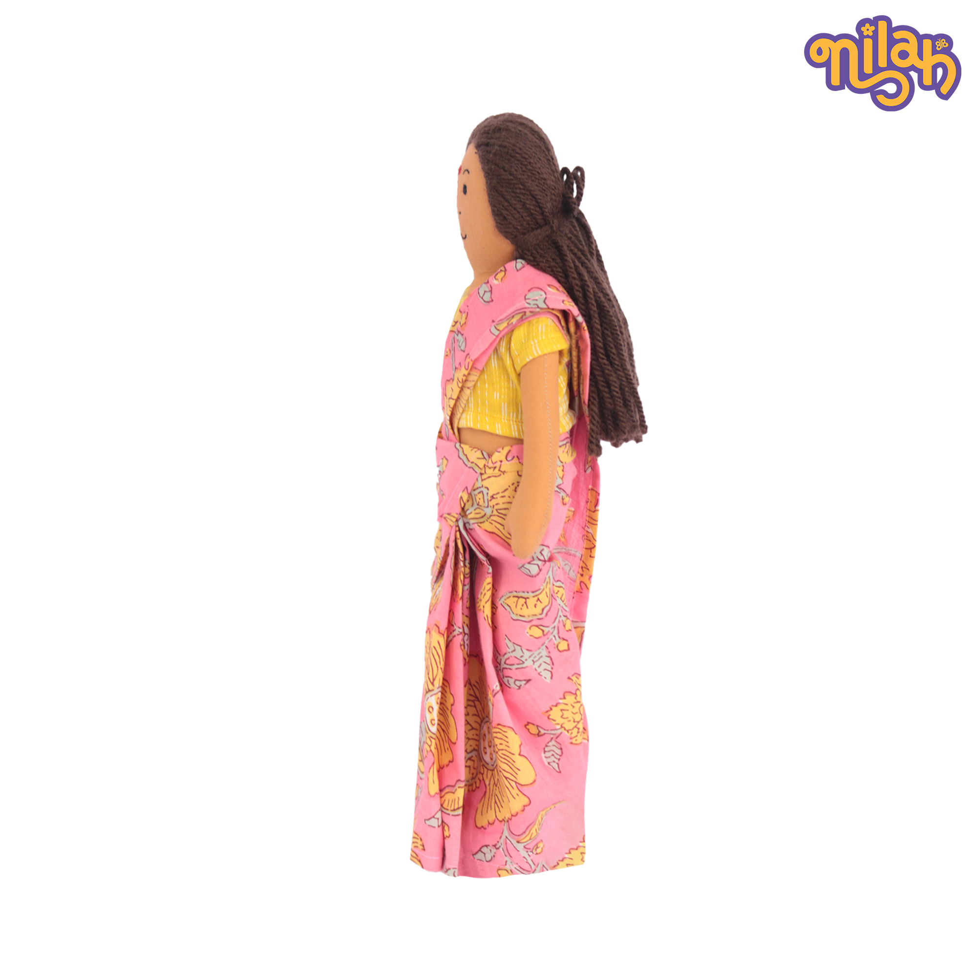 Amma – Handmade Soft Doll for Kids in Pink Block Print Saree