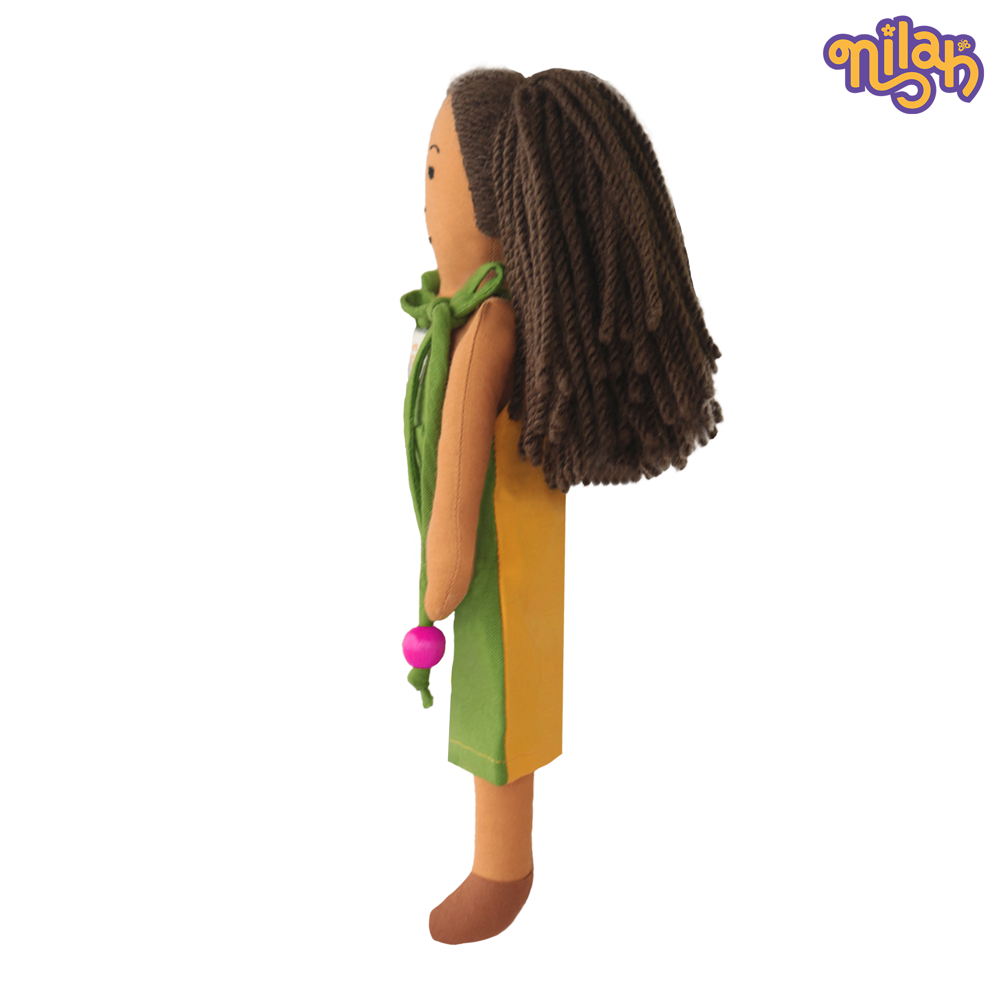 Mira – Handmade Soft Doll for Kids in Green & Yellow Romper